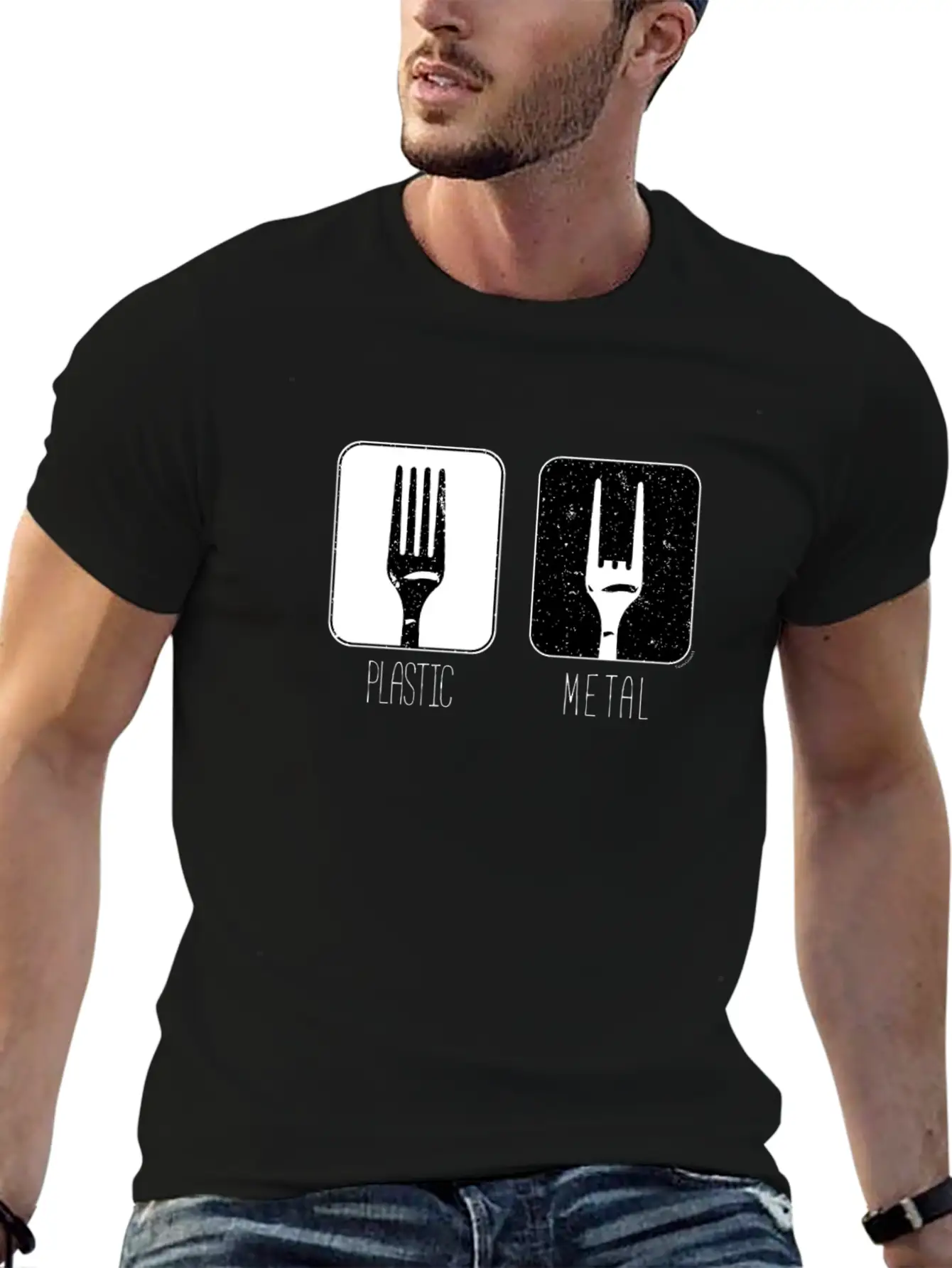 Plastic Metal Fork Breathable Soft Cotton T-Shirt – Timeless Casual Look