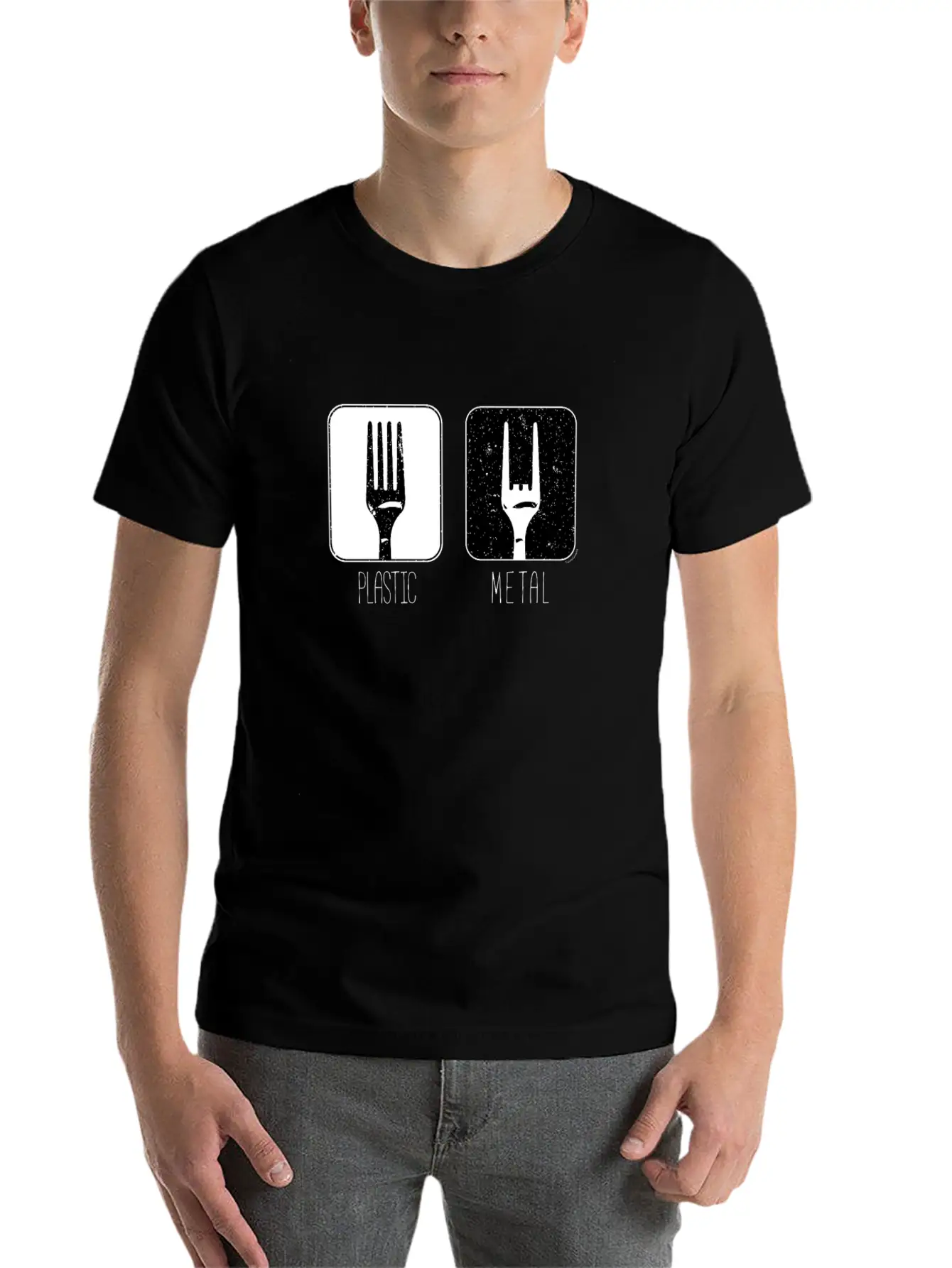 Plastic Metal Fork Breathable Soft Cotton T-Shirt – Timeless Casual Look
