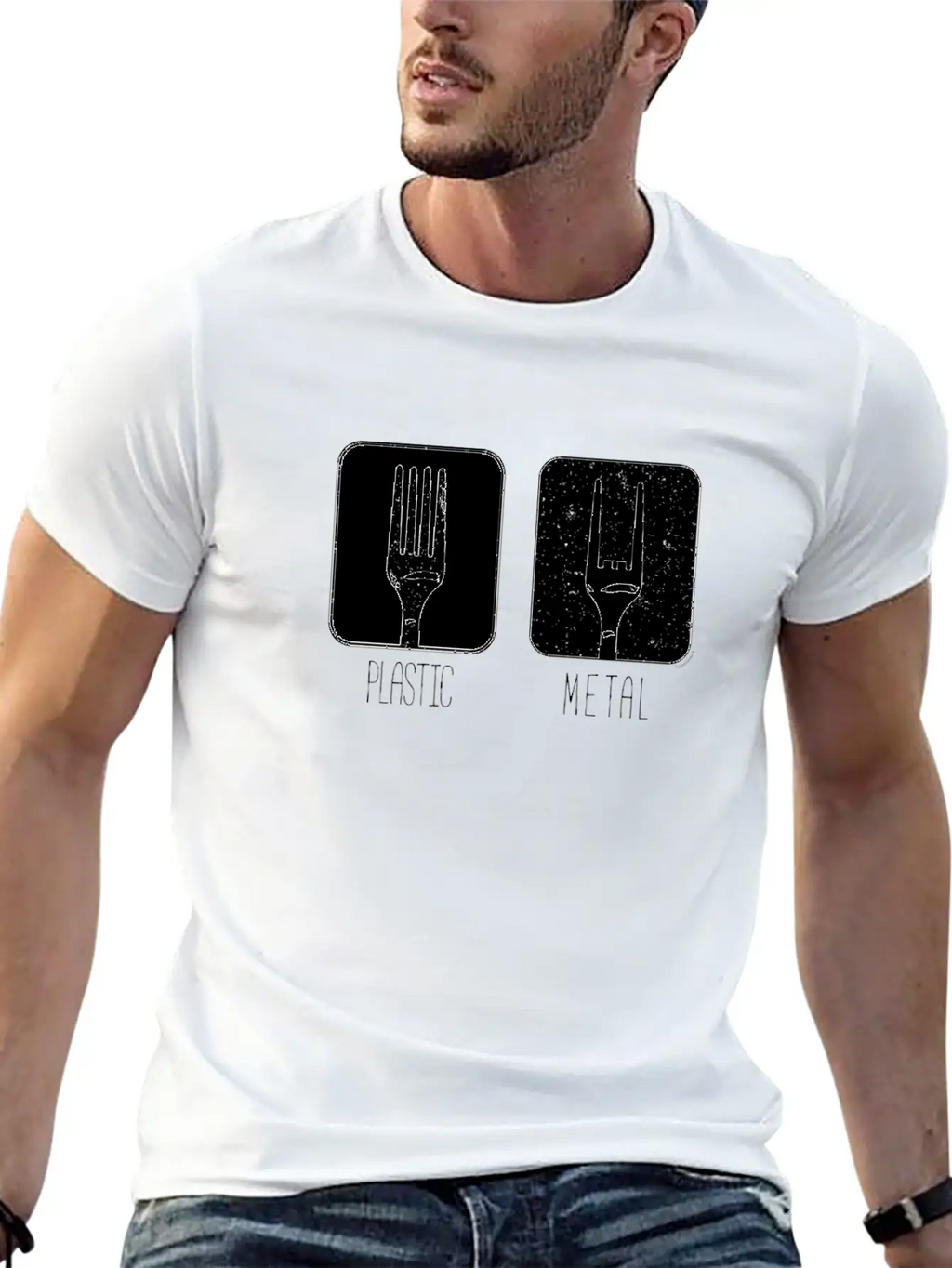 Plastic Metal Fork Breathable Soft Cotton T-Shirt – Timeless Casual Look