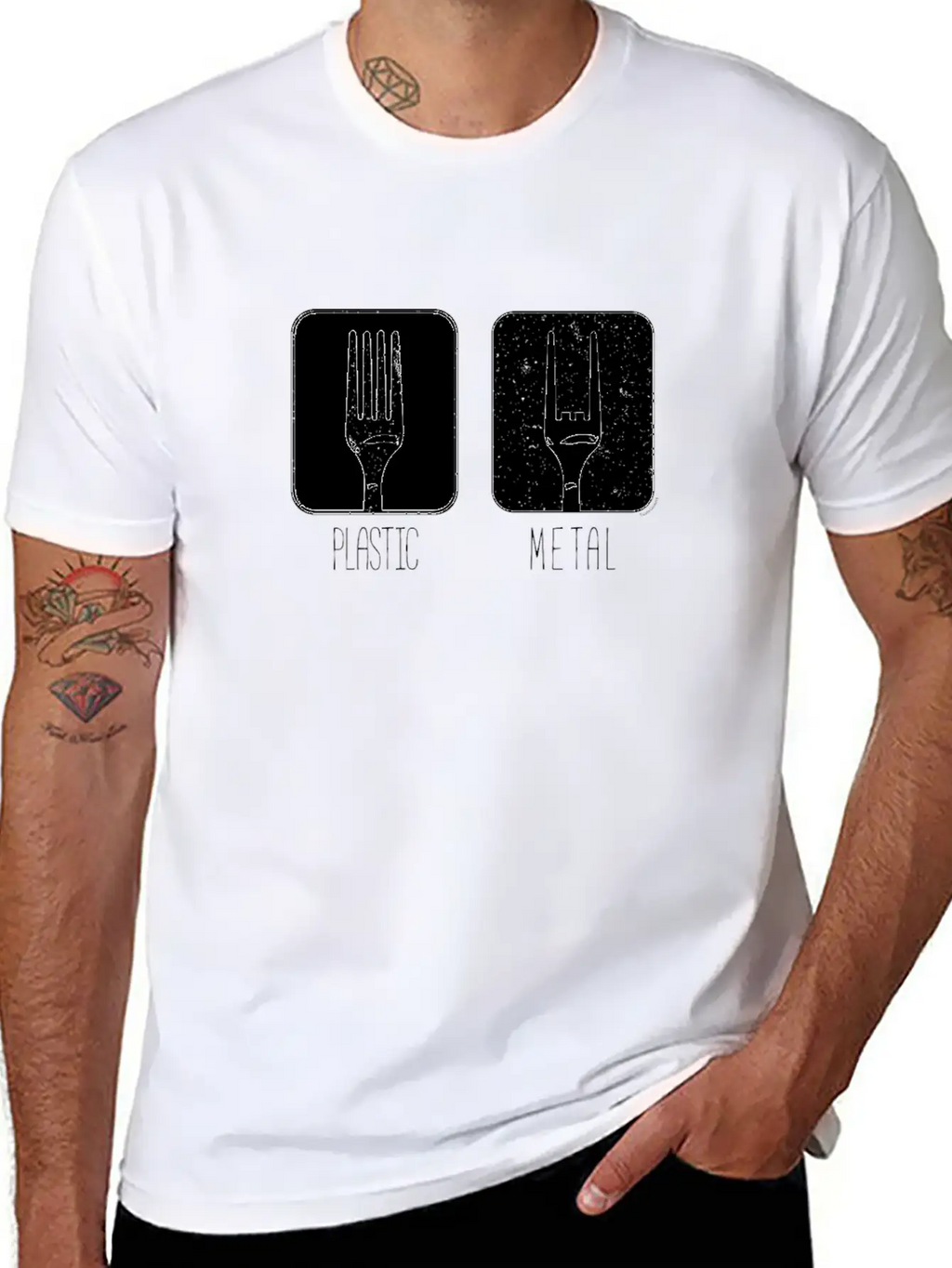 Plastic Metal Fork Breathable Soft Cotton T-Shirt – Timeless Casual Look