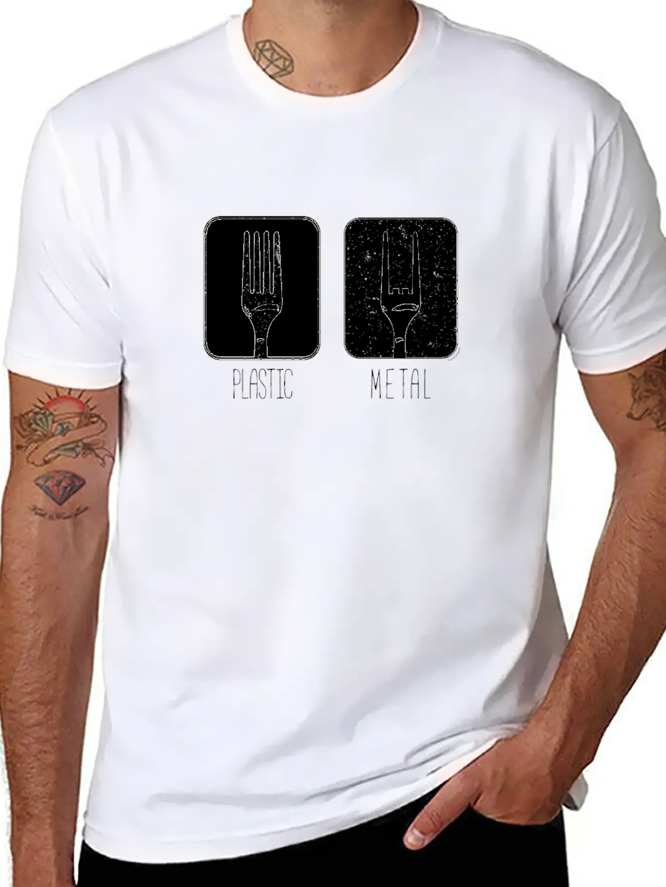 Plastic Metal Fork Breathable Soft Cotton T-Shirt – Timeless Casual Look
