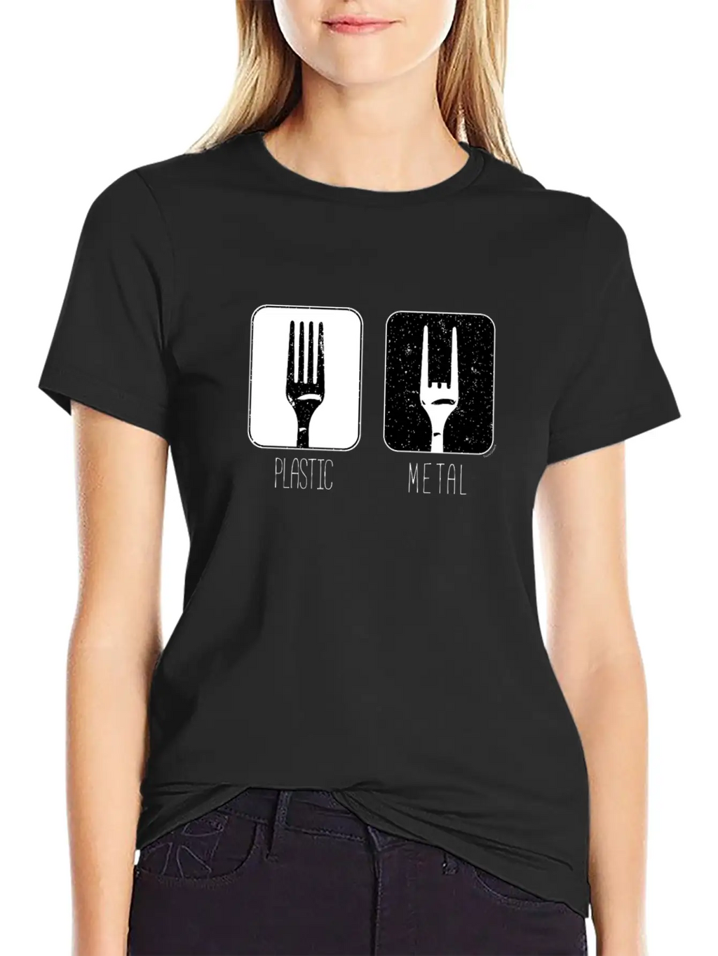 Plastic Metal Fork Breathable Soft Cotton T-Shirt – Timeless Casual Look
