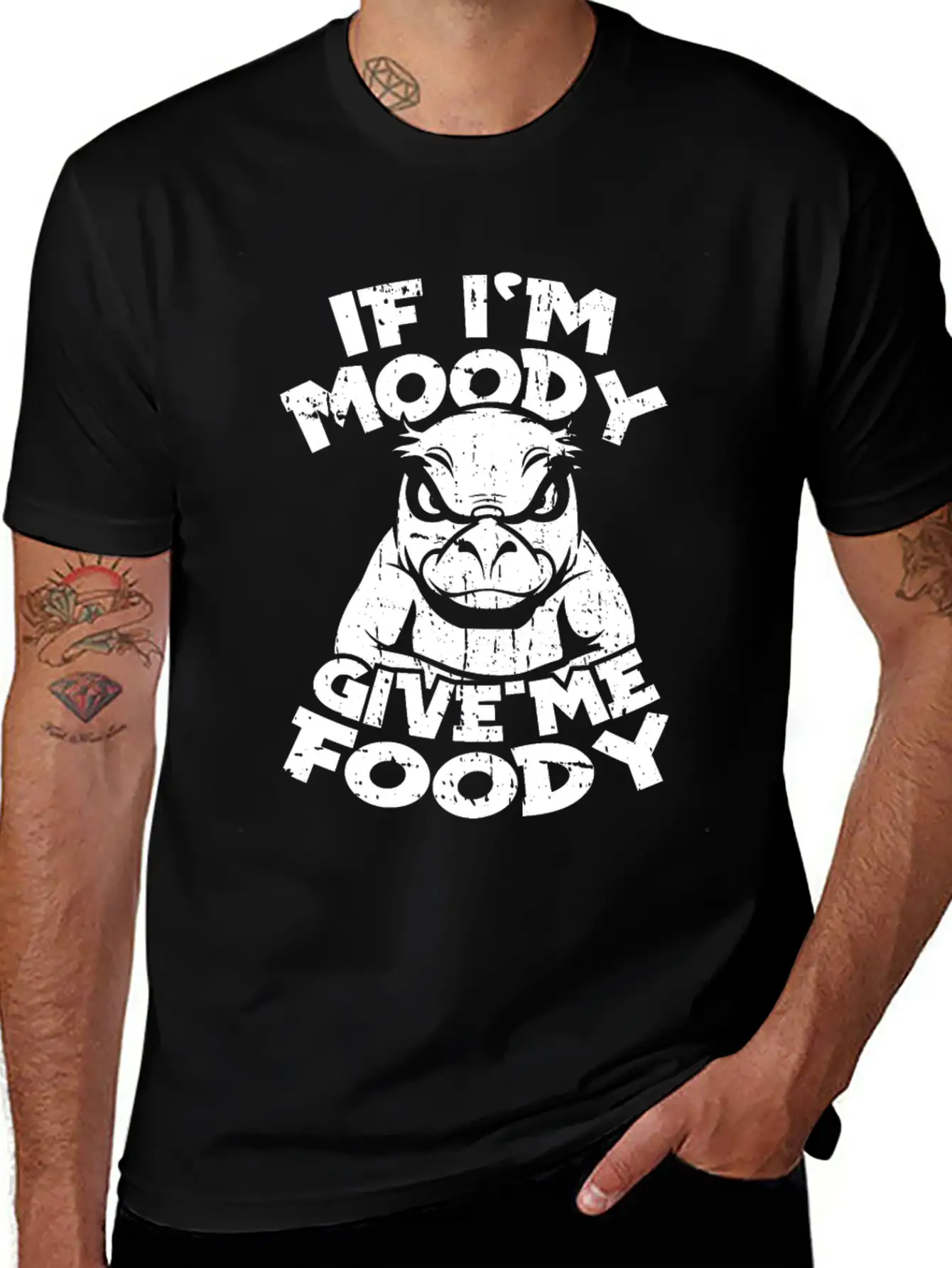 Platypus Funny If Im Moody Give Me Foody Unisex Short Sleeve Soft Cotton T-Shirt – Casual Everyday Wear