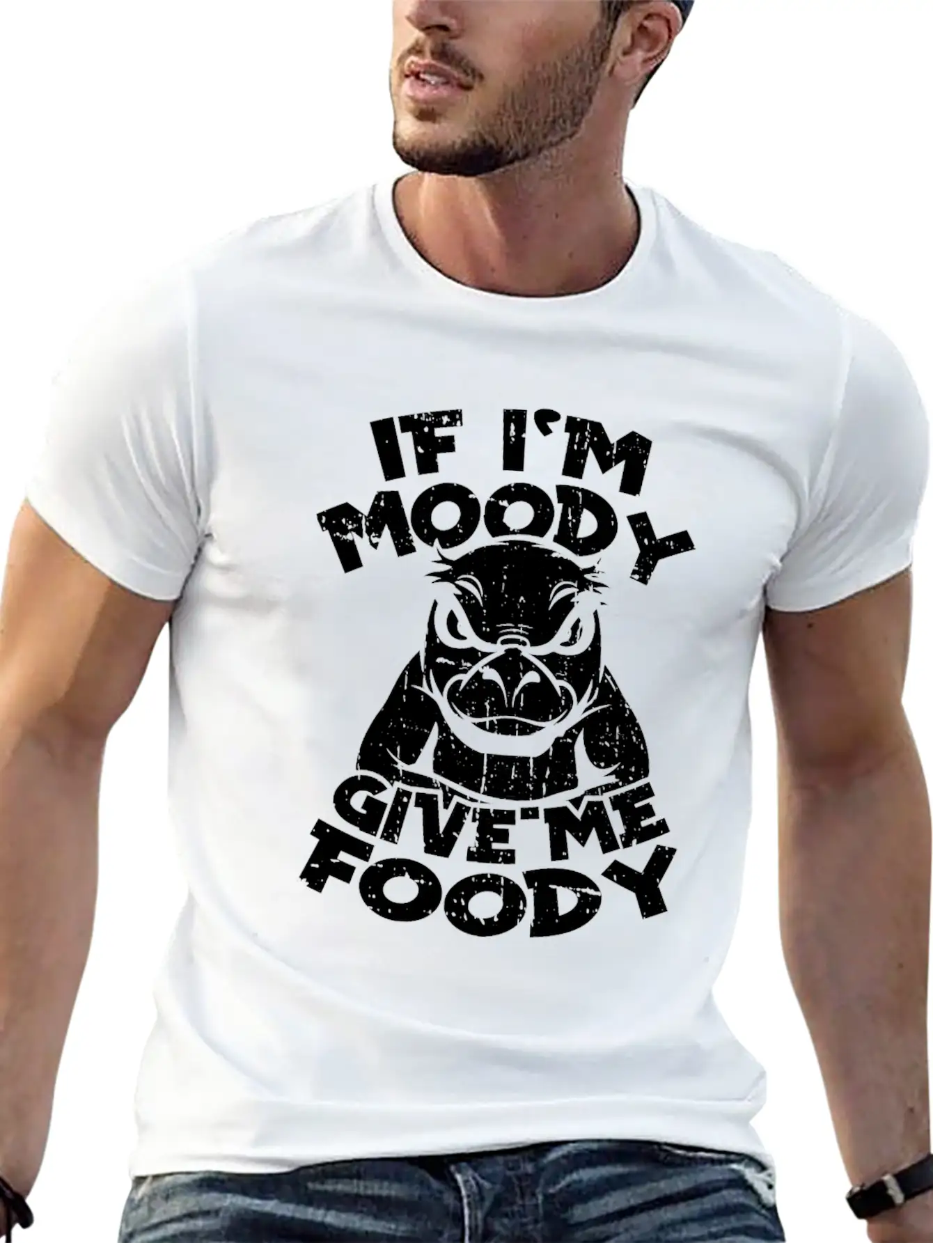 Platypus Funny If Im Moody Give Me Foody Unisex Short Sleeve Soft Cotton T-Shirt – Casual Everyday Wear
