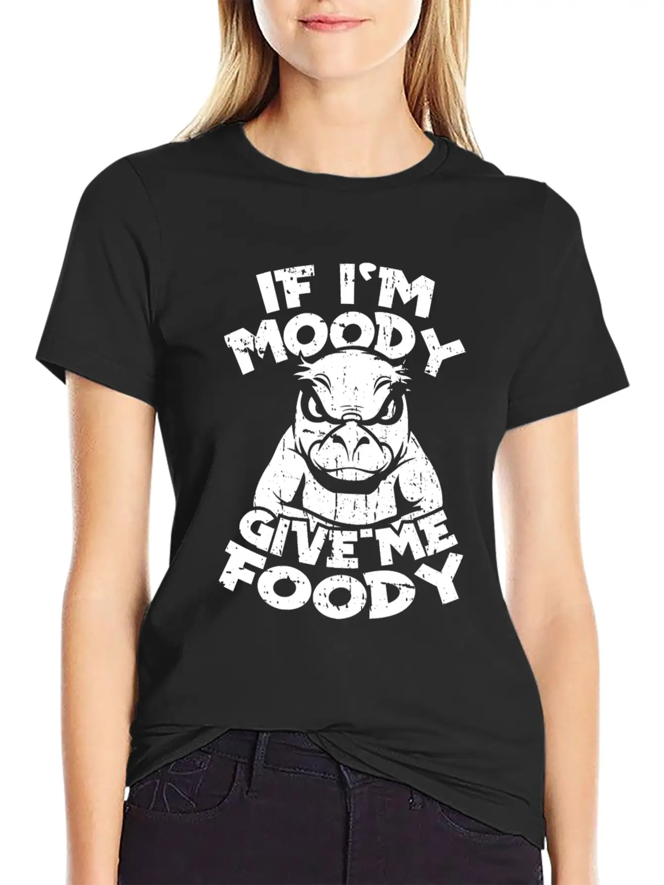 Platypus Funny If Im Moody Give Me Foody Unisex Short Sleeve Soft Cotton T-Shirt – Casual Everyday Wear