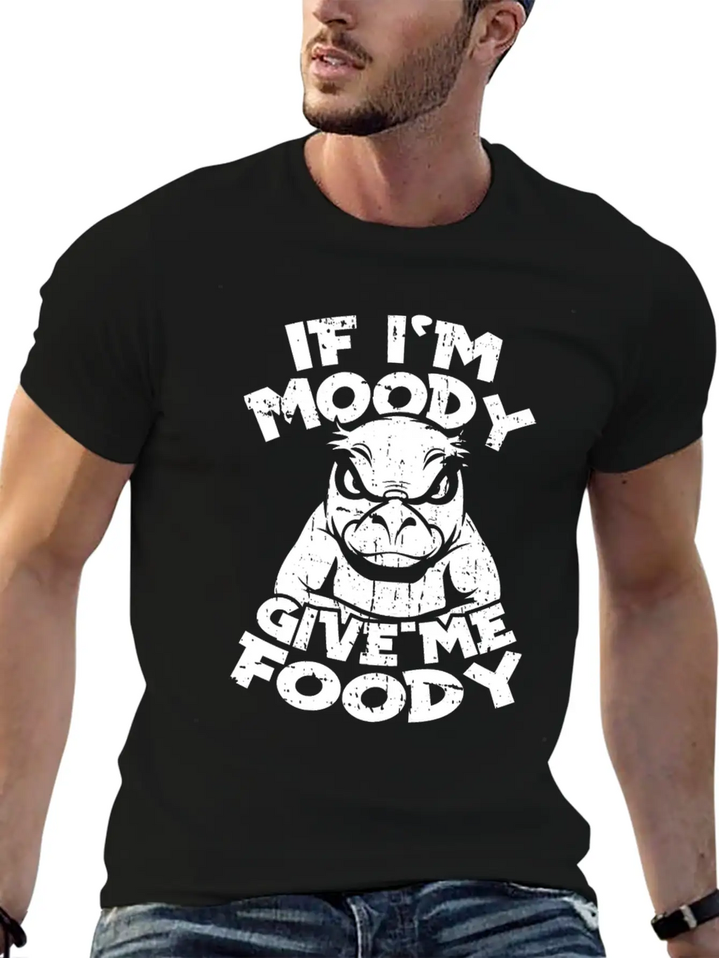 Platypus Funny If Im Moody Give Me Foody Unisex Short Sleeve Soft Cotton T-Shirt – Casual Everyday Wear