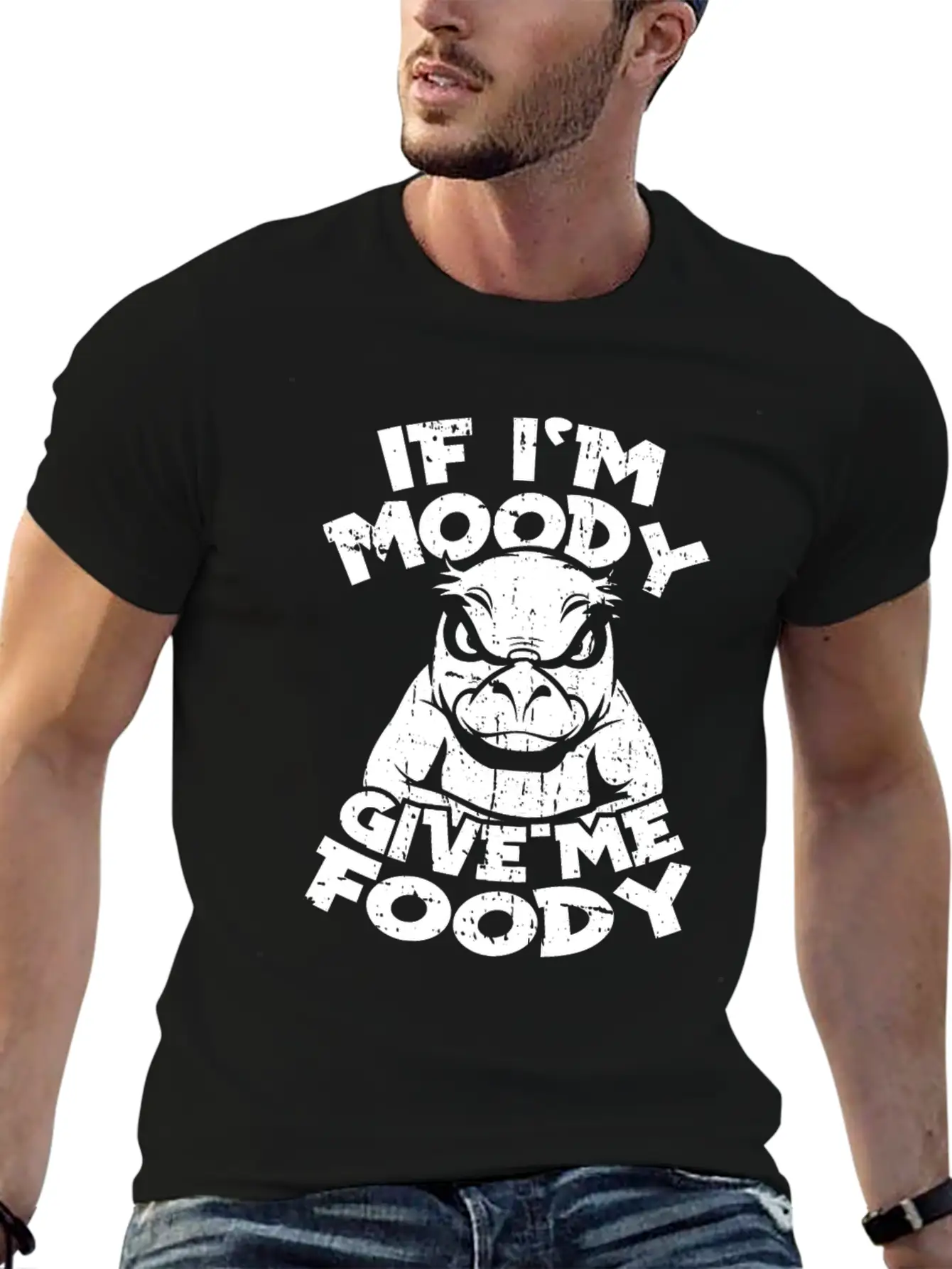 Platypus Funny If Im Moody Give Me Foody Unisex Short Sleeve Soft Cotton T-Shirt – Casual Everyday Wear