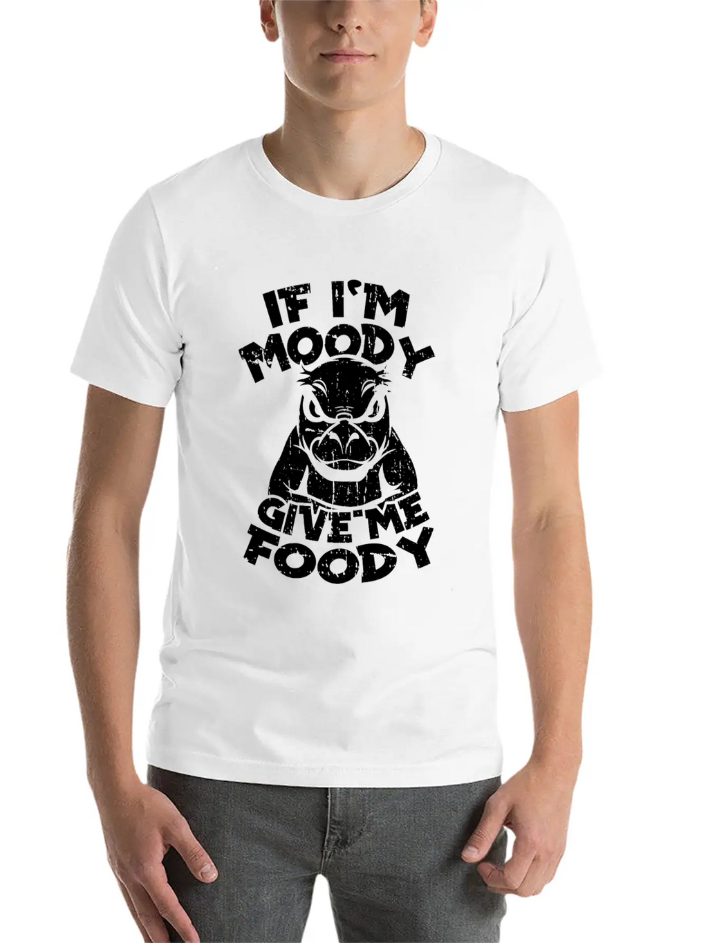 Platypus Funny If Im Moody Give Me Foody Unisex Short Sleeve Soft Cotton T-Shirt – Casual Everyday Wear