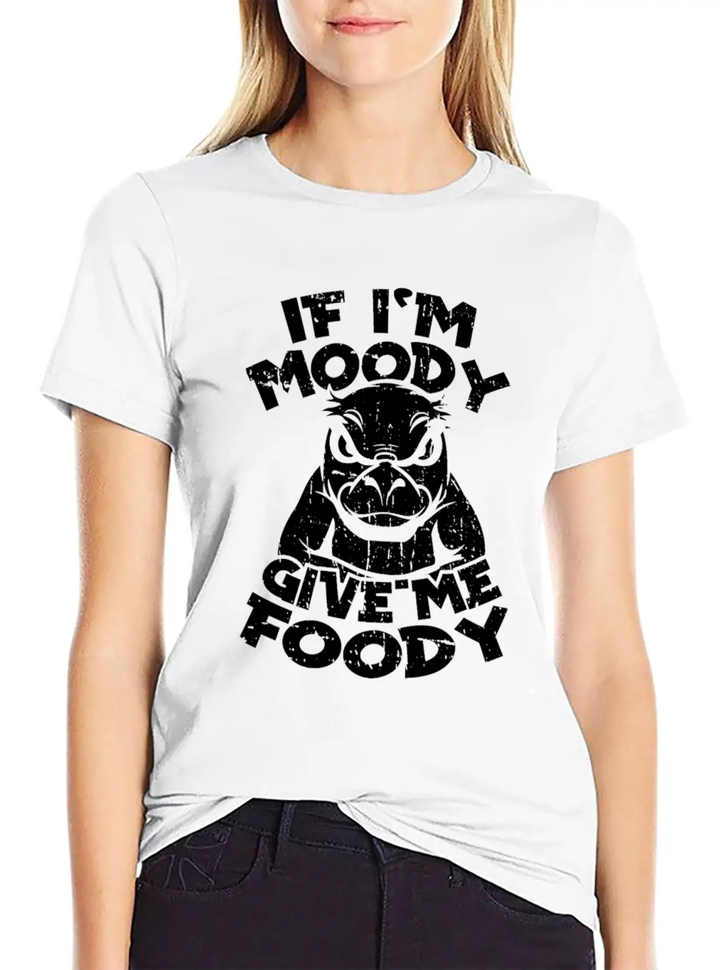 Platypus Funny If Im Moody Give Me Foody Unisex Short Sleeve Soft Cotton T-Shirt – Casual Everyday Wear