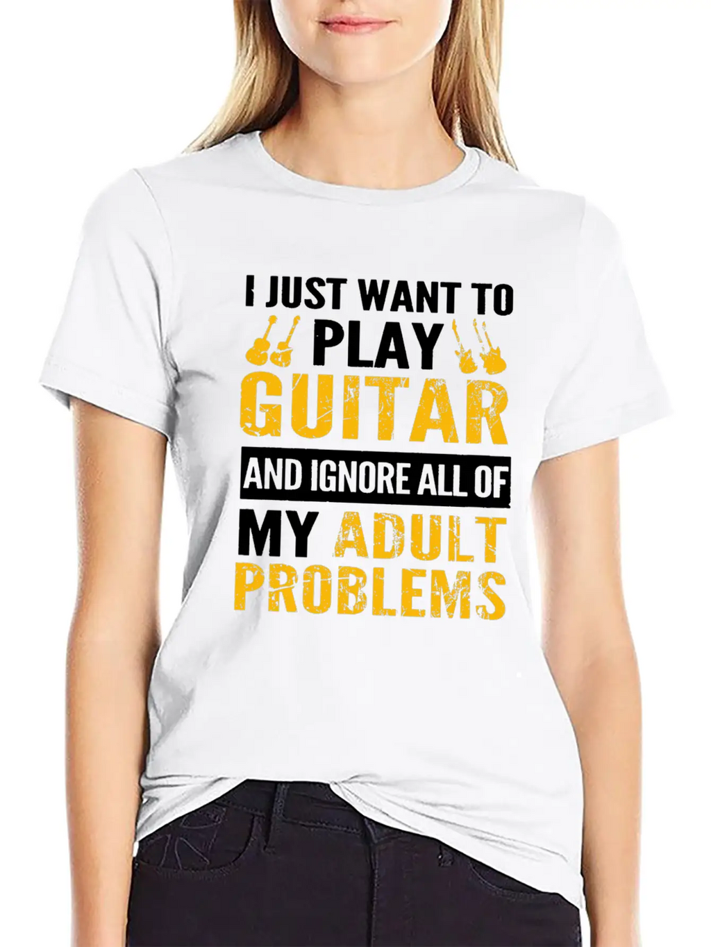 Play Guitar - Ignore All Of My Adult Problems Classic Fit Graphic Tee For Daily Comfort – Unisex Cotton Shirt