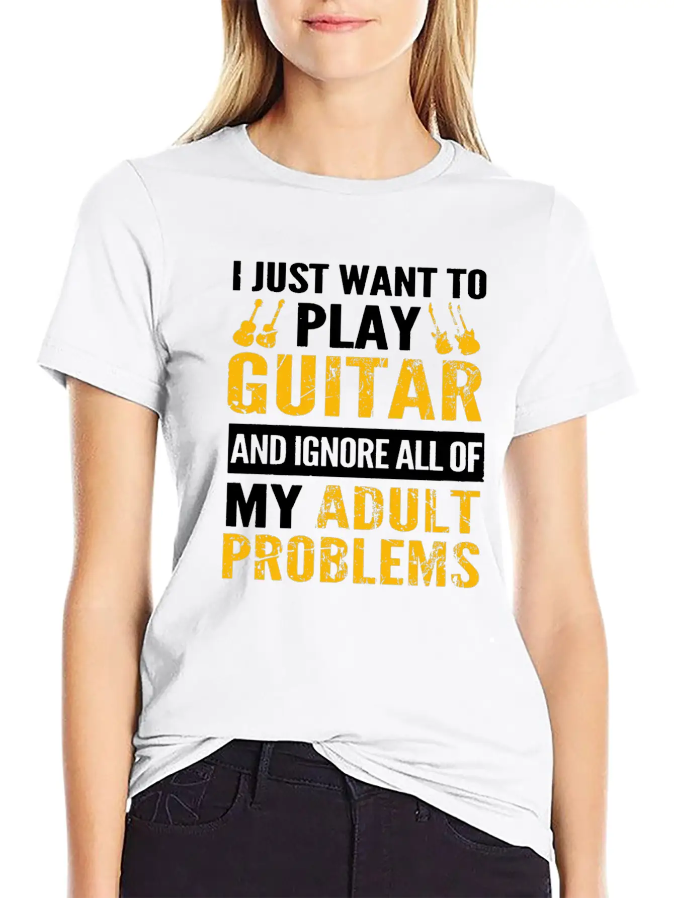 Play Guitar - Ignore All Of My Adult Problems Classic Fit Graphic Tee For Daily Comfort – Unisex Cotton Shirt