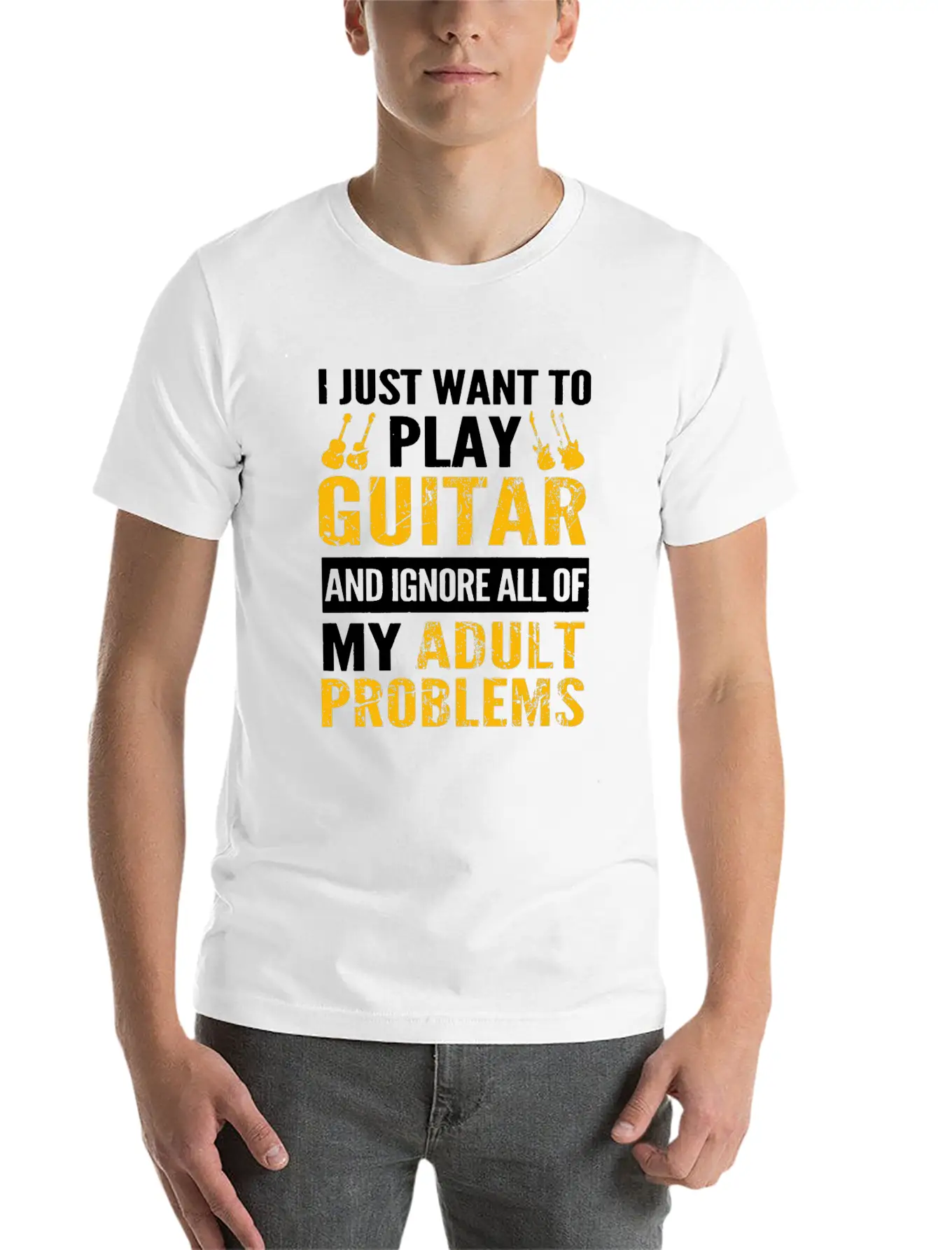 Play Guitar - Ignore All Of My Adult Problems Classic Fit Graphic Tee For Daily Comfort – Unisex Cotton Shirt
