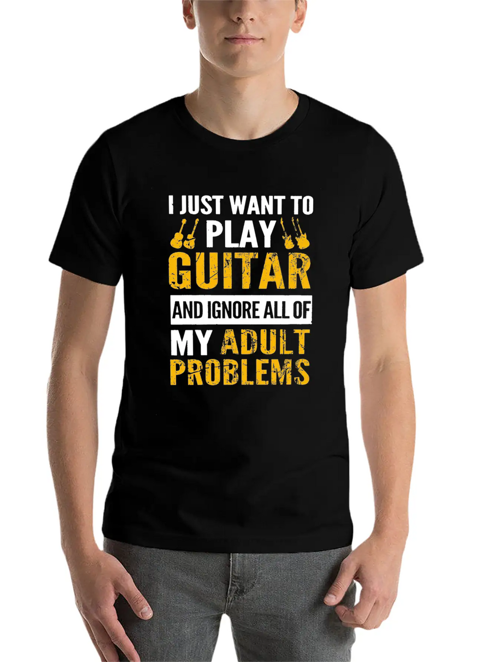 Play Guitar - Ignore All Of My Adult Problems Classic Fit Graphic Tee For Daily Comfort – Unisex Cotton Shirt