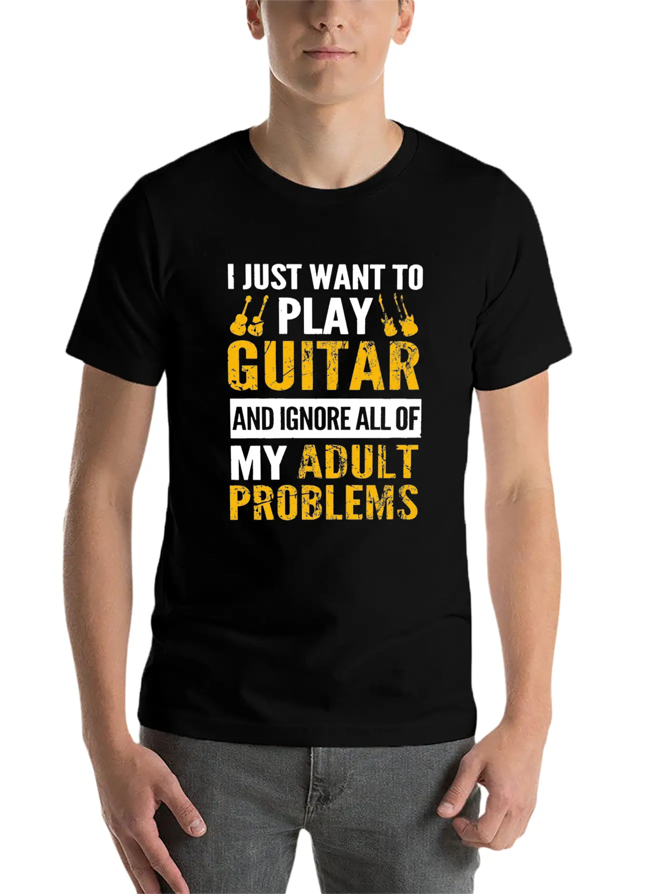 Play Guitar - Ignore All Of My Adult Problems Classic Fit Graphic Tee For Daily Comfort – Unisex Cotton Shirt