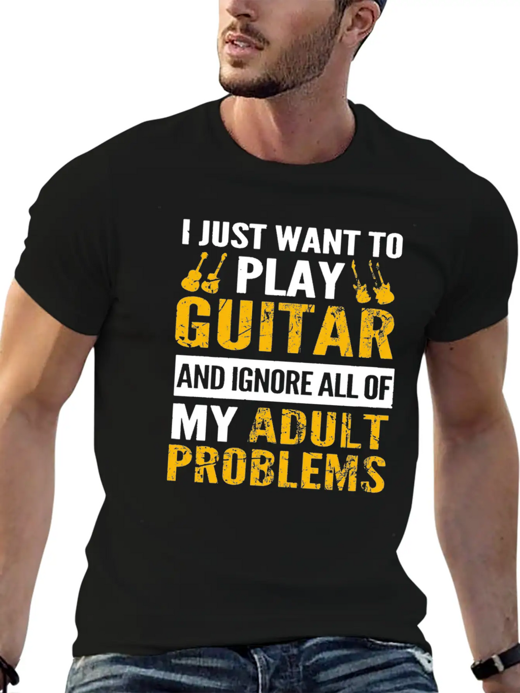 Play Guitar - Ignore All Of My Adult Problems Classic Fit Graphic Tee For Daily Comfort – Unisex Cotton Shirt