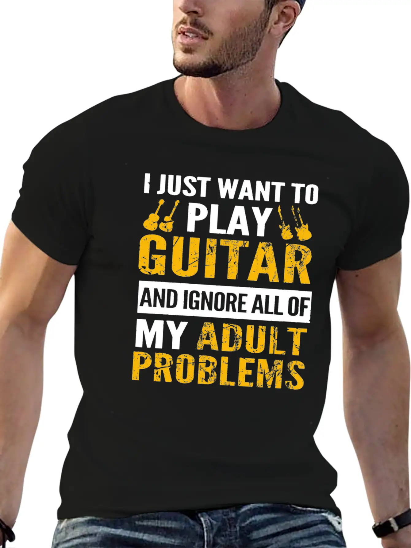 Play Guitar - Ignore All Of My Adult Problems Classic Fit Graphic Tee For Daily Comfort – Unisex Cotton Shirt
