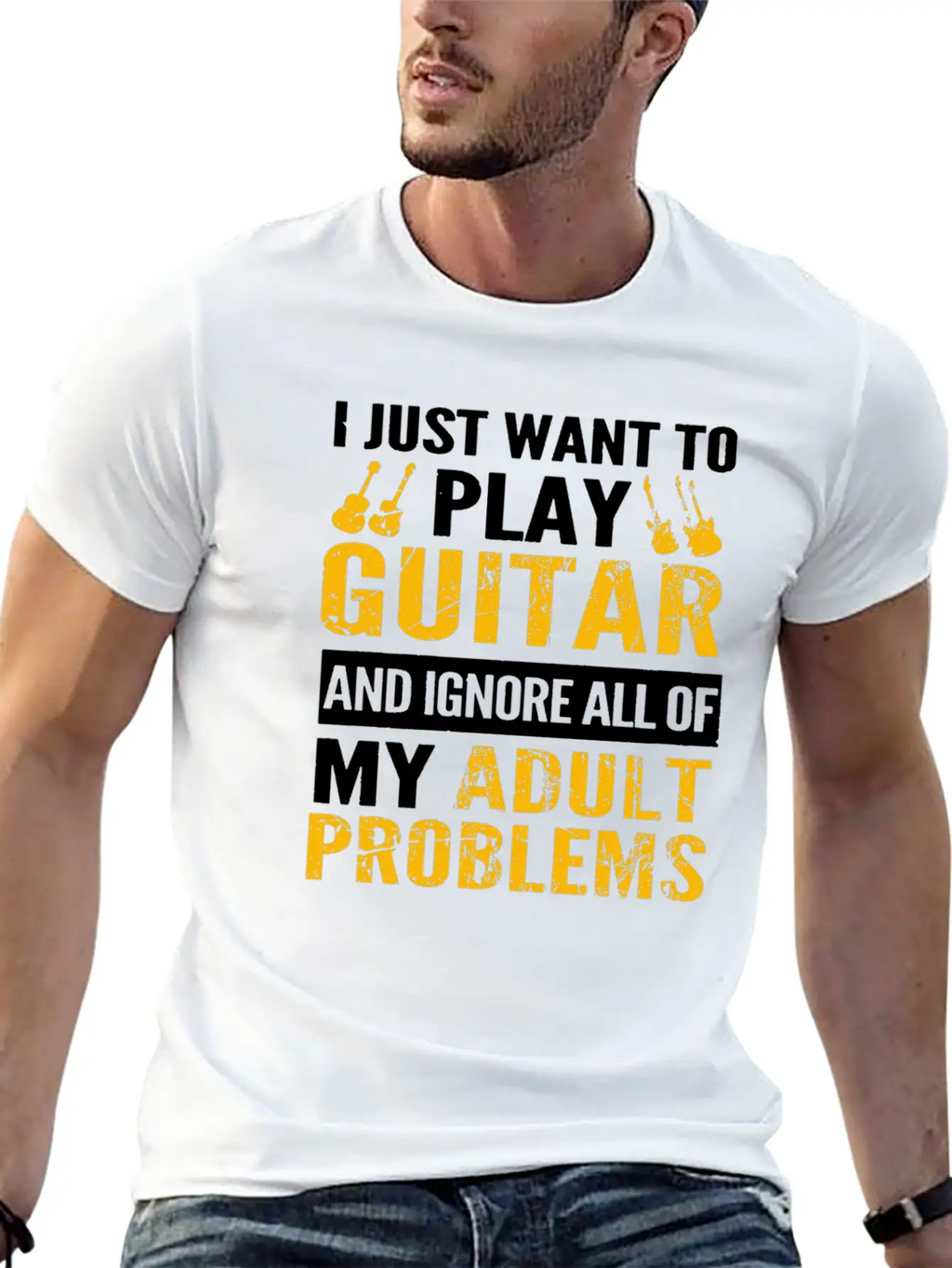 Play Guitar - Ignore All Of My Adult Problems Classic Fit Graphic Tee For Daily Comfort – Unisex Cotton Shirt
