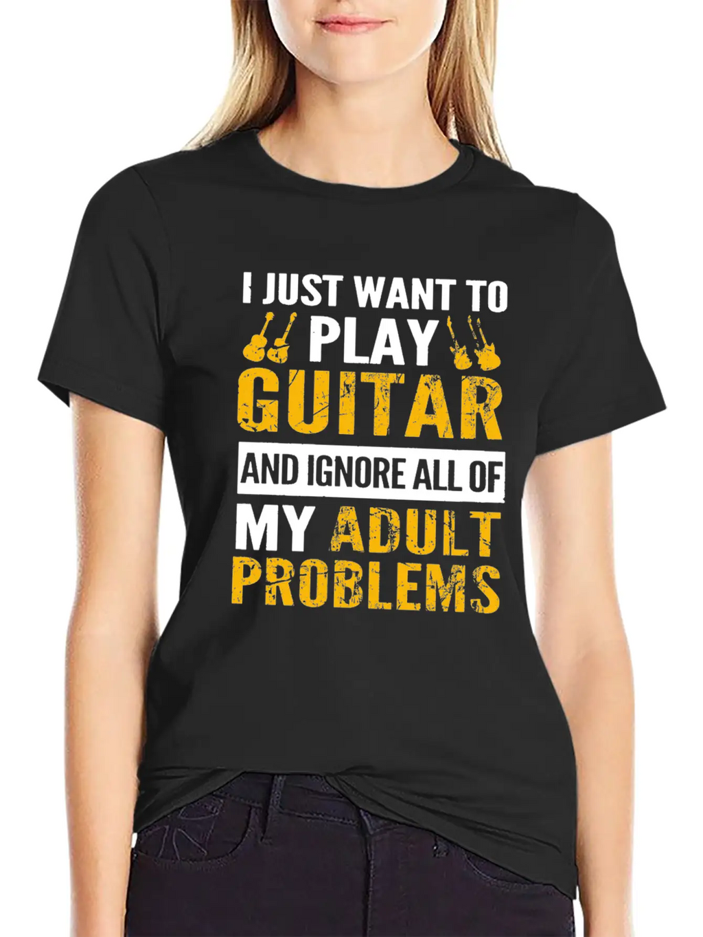 Play Guitar - Ignore All Of My Adult Problems Classic Fit Graphic Tee For Daily Comfort – Unisex Cotton Shirt