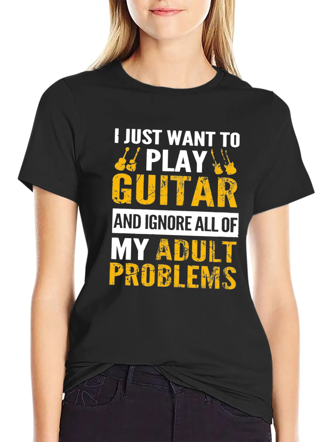 Play Guitar - Ignore All Of My Adult Problems Classic Fit Graphic Tee For Daily Comfort – Unisex Cotton Shirt