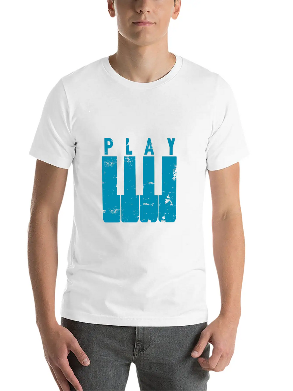 Play Piano Gift Music Teacher Present Christmas Stylish Everyday T-Shirt – Unisex Basic Cotton Tee