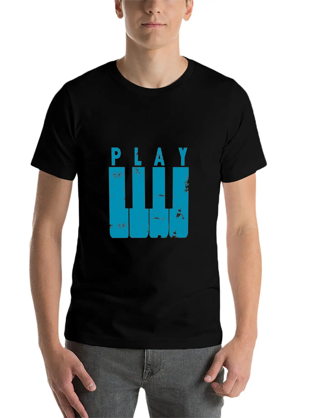 Play Piano Gift Music Teacher Present Christmas Stylish Everyday T-Shirt – Unisex Basic Cotton Tee