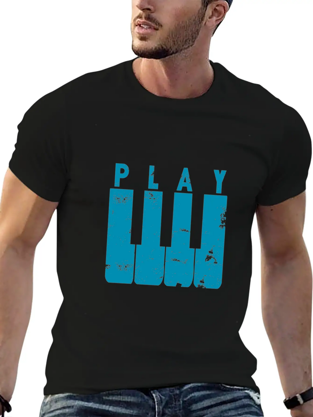 Play Piano Gift Music Teacher Present Christmas Stylish Everyday T-Shirt – Unisex Basic Cotton Tee