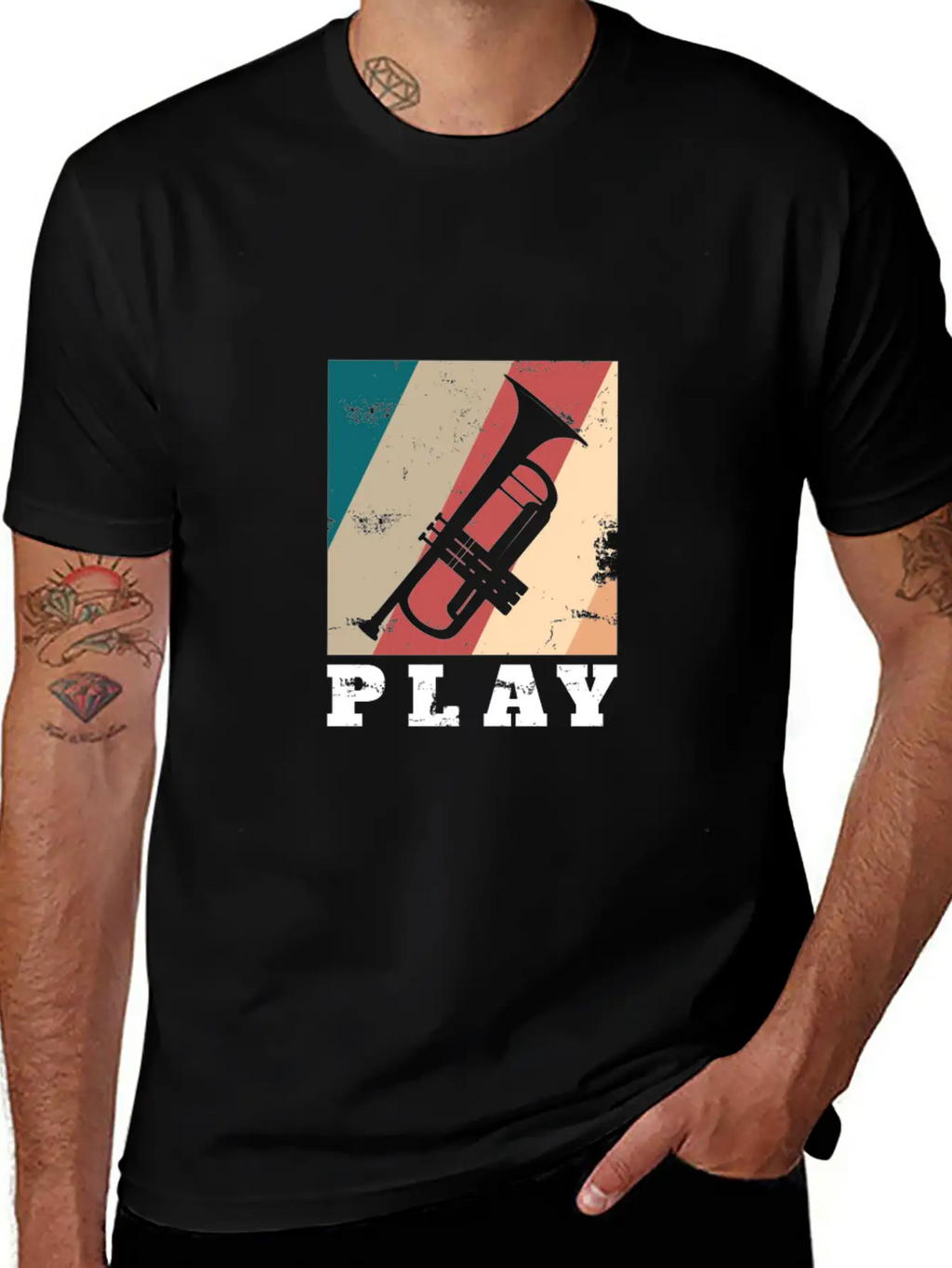 Play Trumpet Art Gift Christmas Birthday Kids Casual Graphic T-Shirt – Simple And Comfortable Daily Wear
