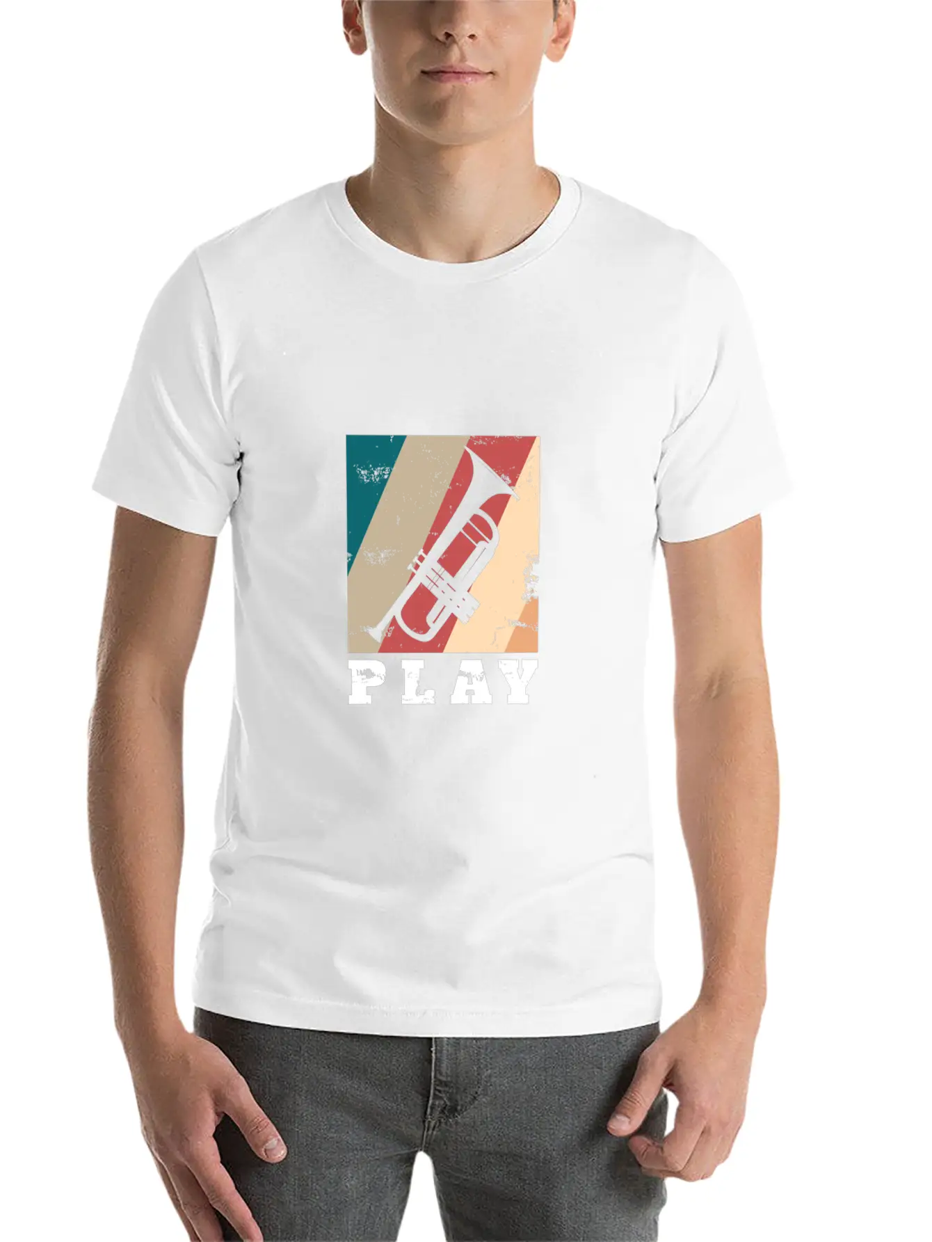 Play Trumpet Art Gift Christmas Birthday Kids Casual Graphic T-Shirt – Simple And Comfortable Daily Wear