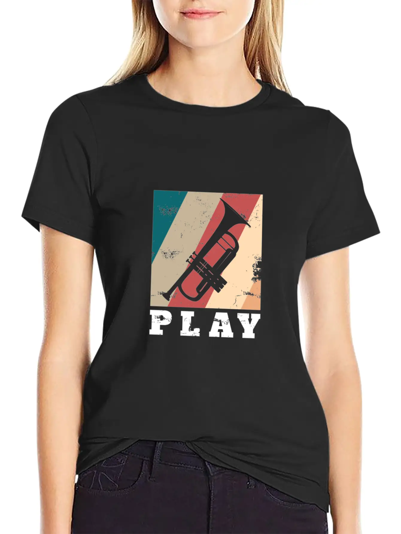 Play Trumpet Art Gift Christmas Birthday Kids Casual Graphic T-Shirt – Simple And Comfortable Daily Wear