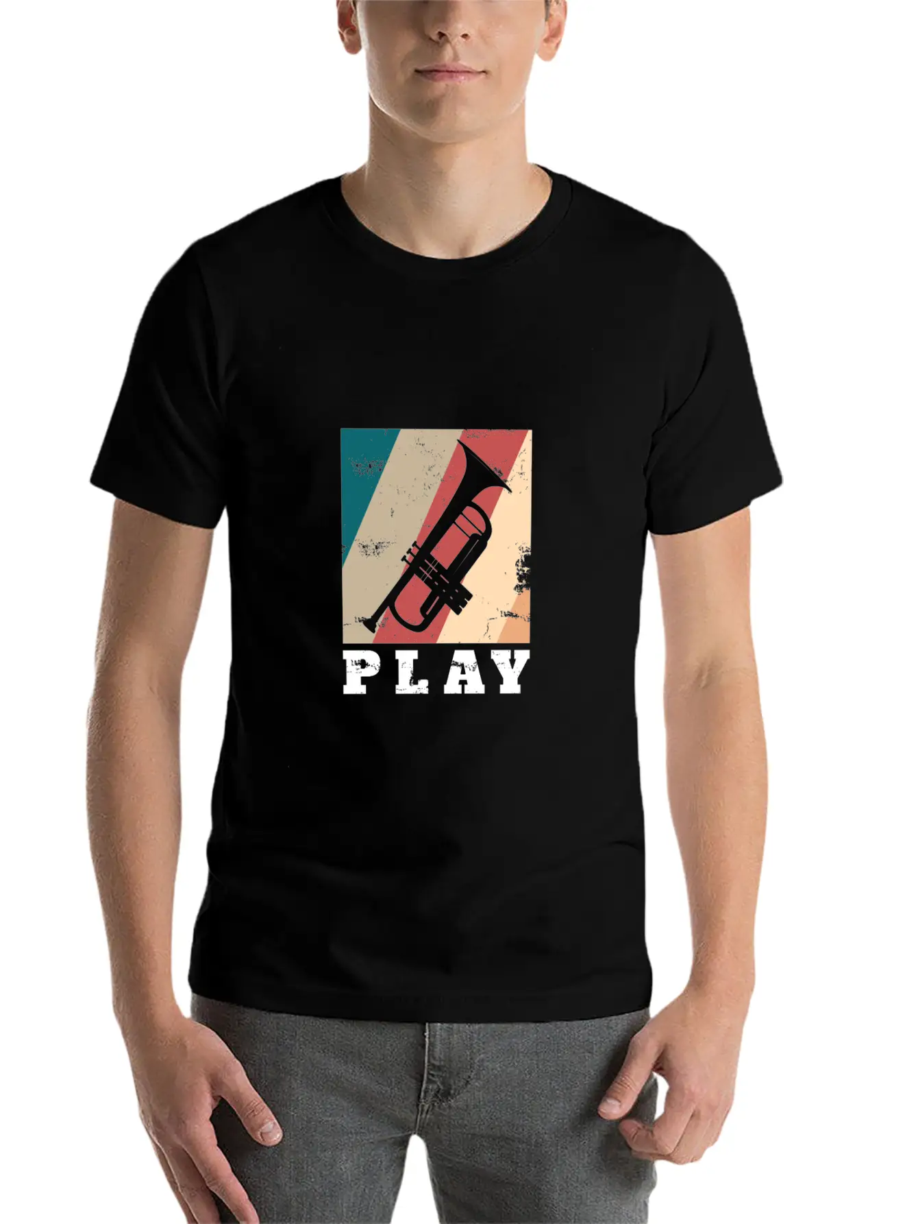 Play Trumpet Art Gift Christmas Birthday Kids Casual Graphic T-Shirt – Simple And Comfortable Daily Wear