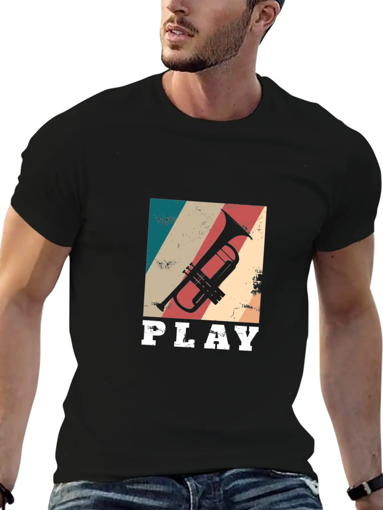 Play Trumpet Art Gift Christmas Birthday Kids Casual Graphic T-Shirt – Simple And Comfortable Daily Wear