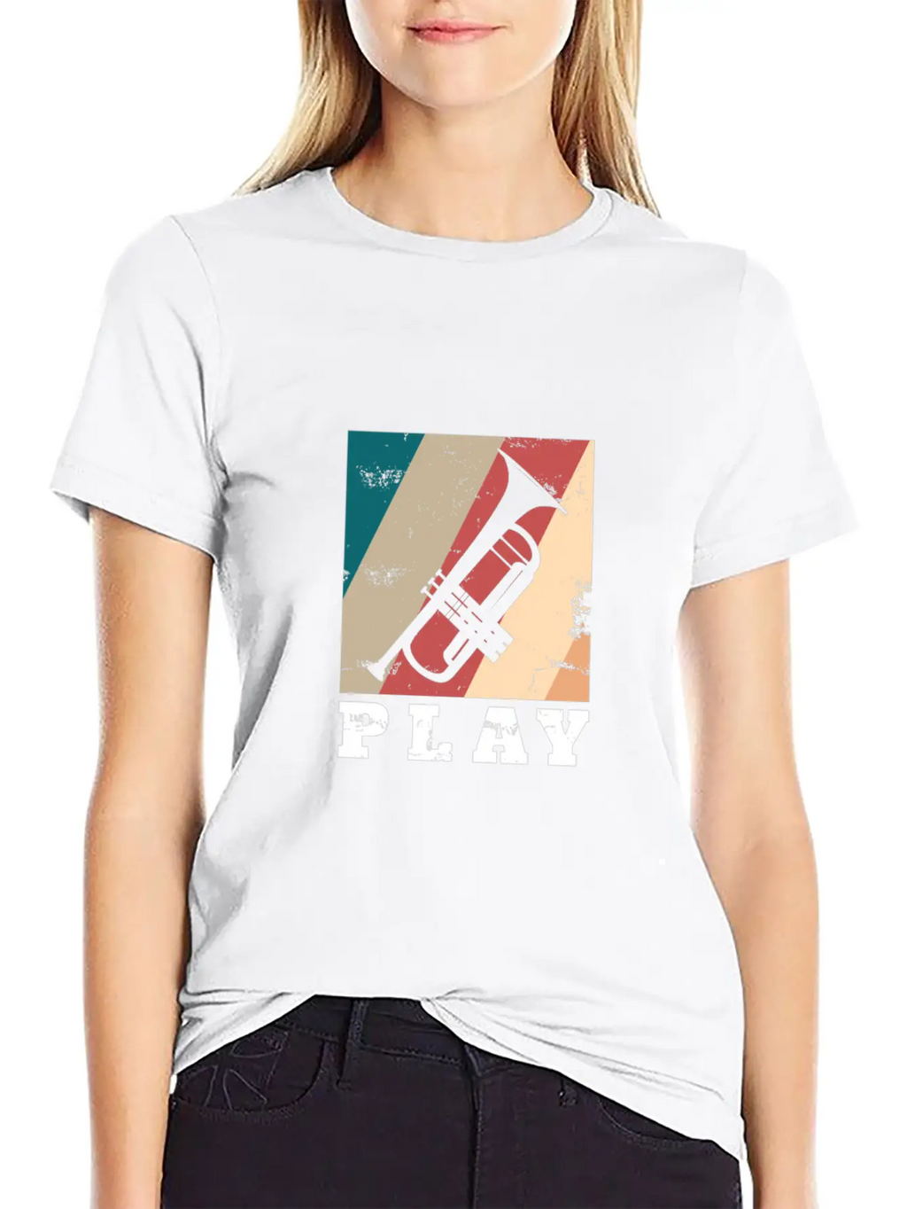 Play Trumpet Art Gift Christmas Birthday Kids Casual Graphic T-Shirt – Simple And Comfortable Daily Wear
