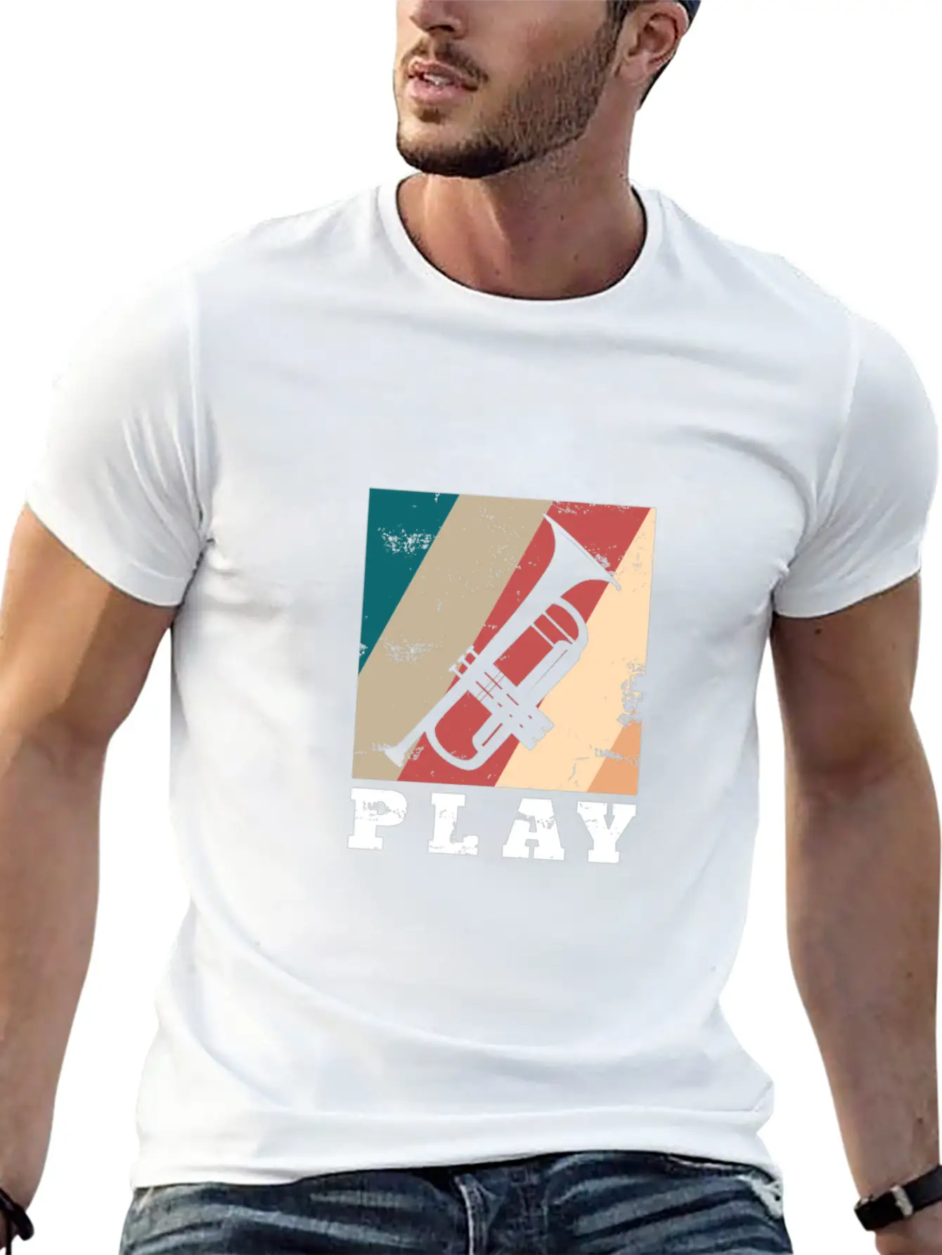 Play Trumpet Art Gift Christmas Birthday Kids Casual Graphic T-Shirt – Simple And Comfortable Daily Wear