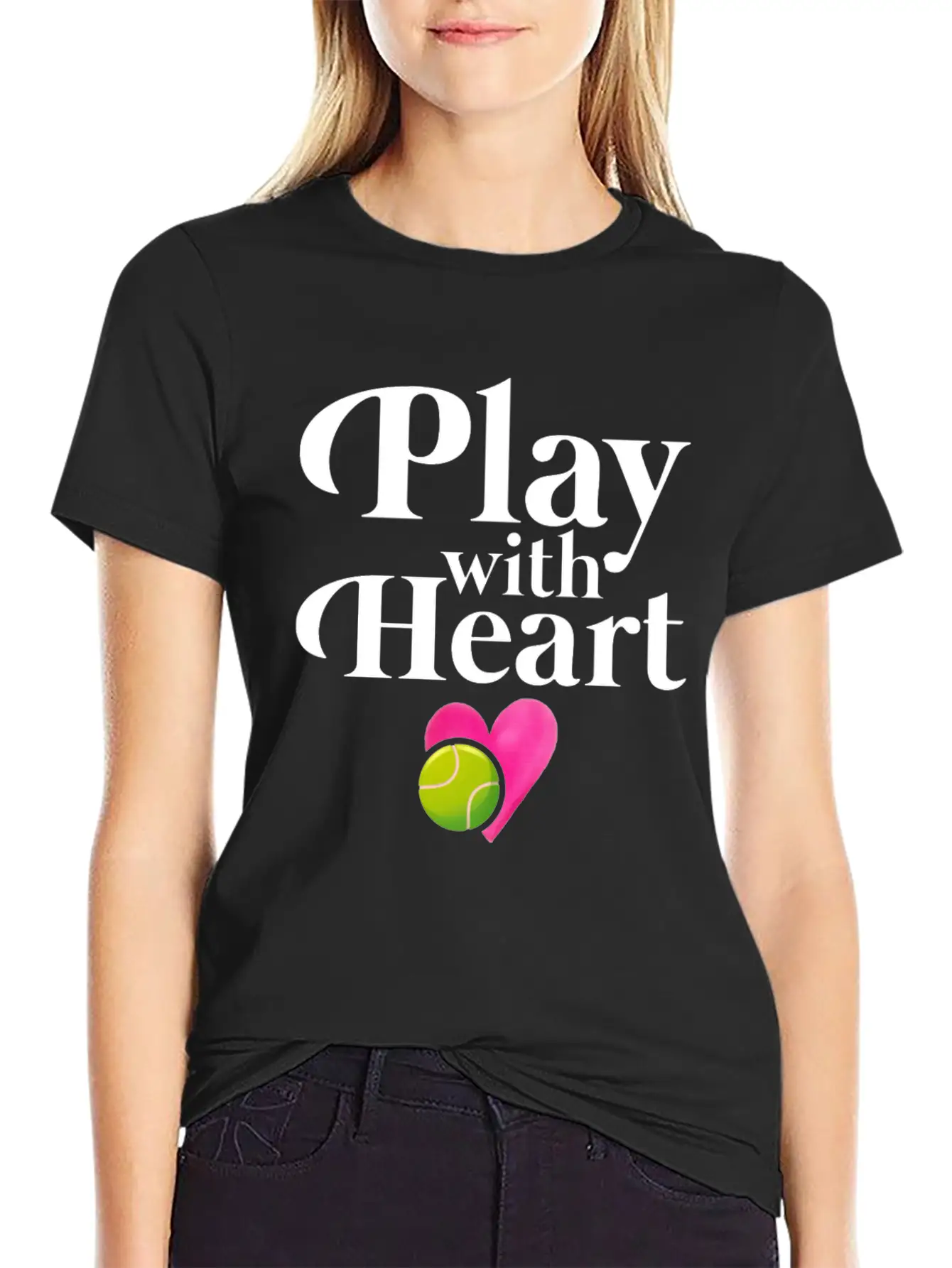 Play With Heart Tennis Essential Cotton Tee For Daily Outfits – Unisex Style