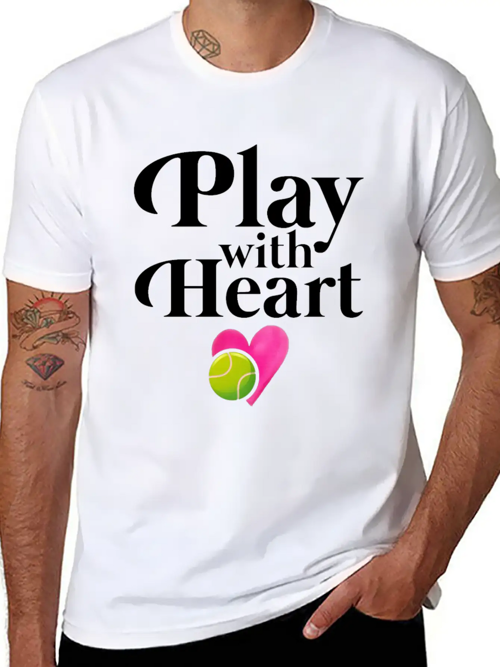 Play With Heart Tennis Essential Cotton Tee For Daily Outfits – Unisex Style