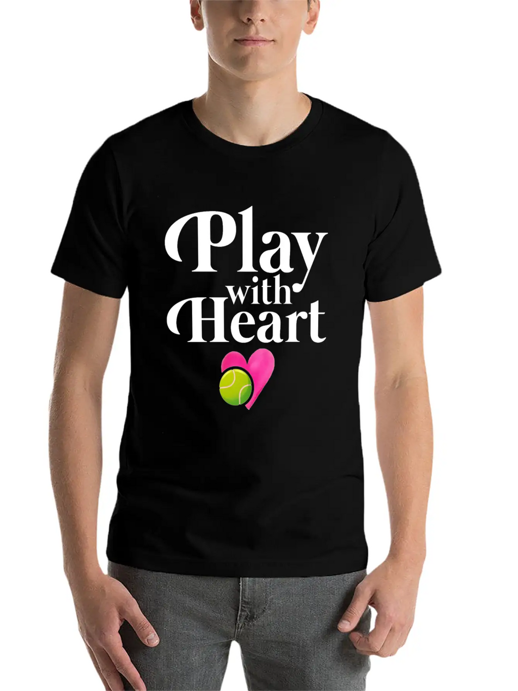 Play With Heart Tennis Essential Cotton Tee For Daily Outfits – Unisex Style