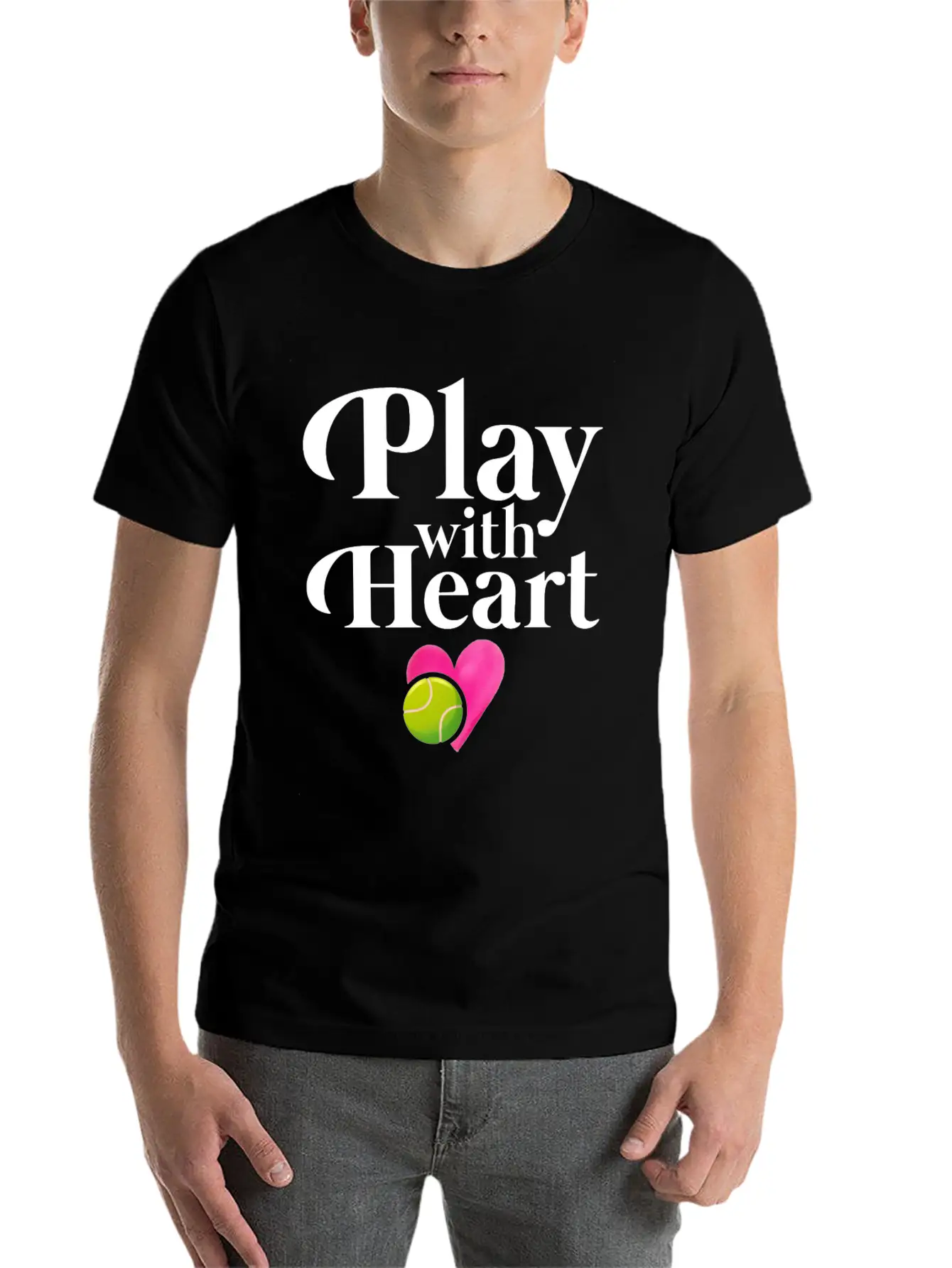 Play With Heart Tennis Essential Cotton Tee For Daily Outfits – Unisex Style