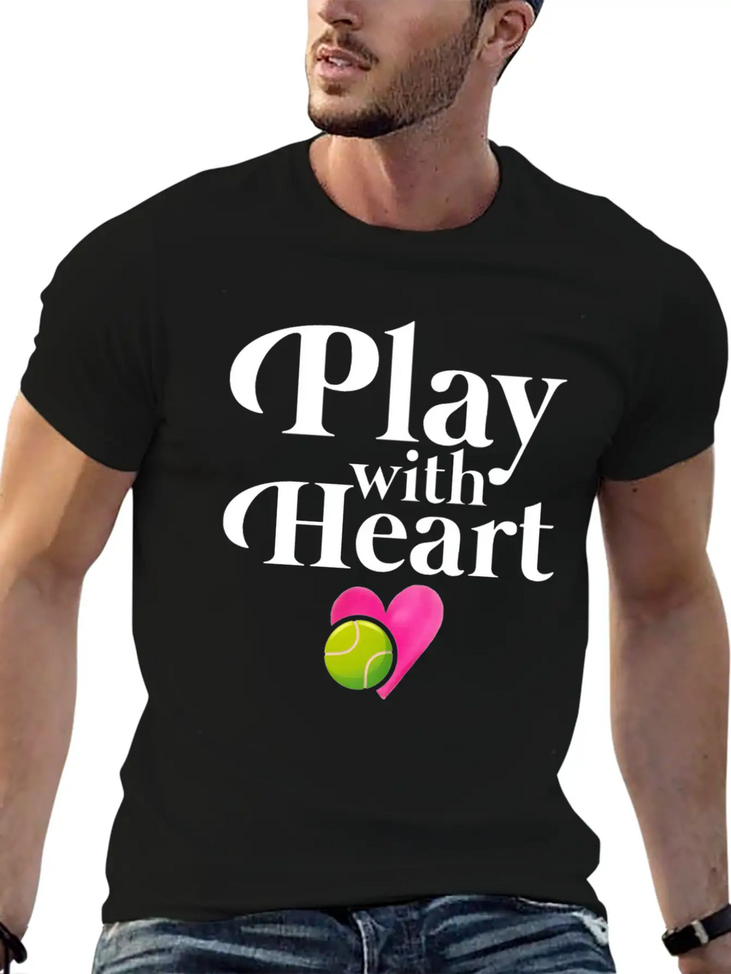 Play With Heart Tennis Essential Cotton Tee For Daily Outfits – Unisex Style
