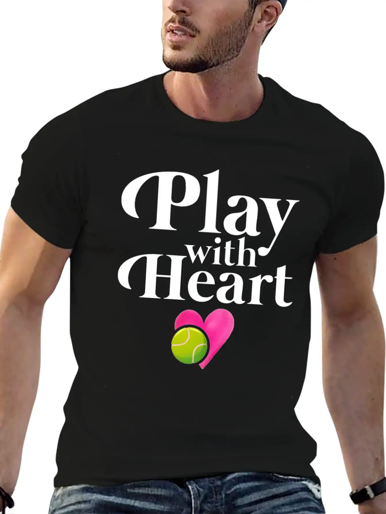 Play With Heart Tennis Essential Cotton Tee For Daily Outfits – Unisex Style