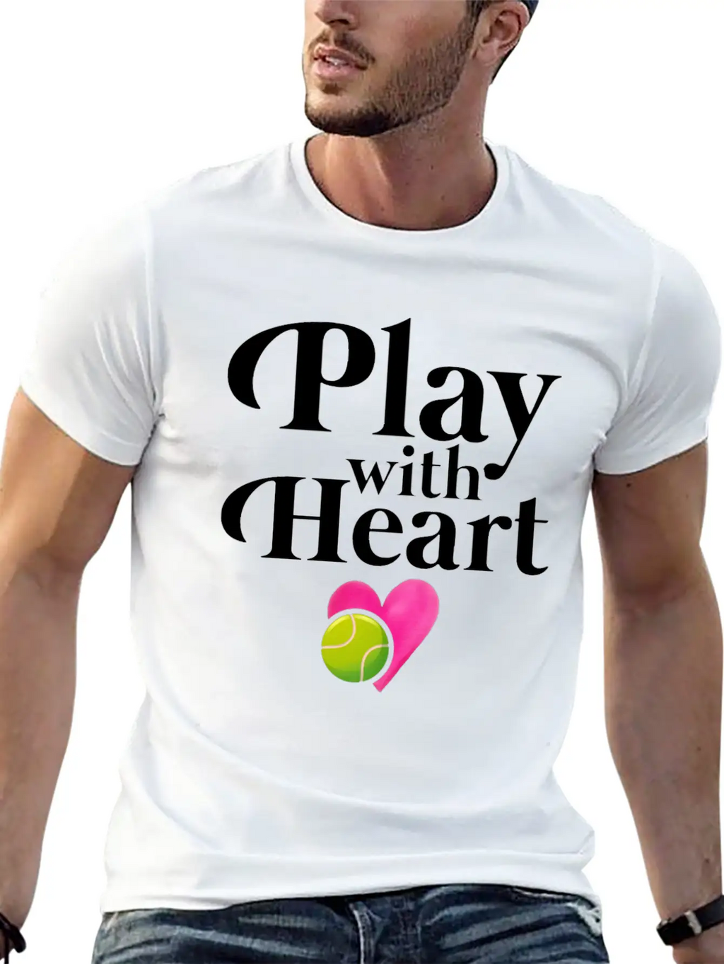 Play With Heart Tennis Essential Cotton Tee For Daily Outfits – Unisex Style
