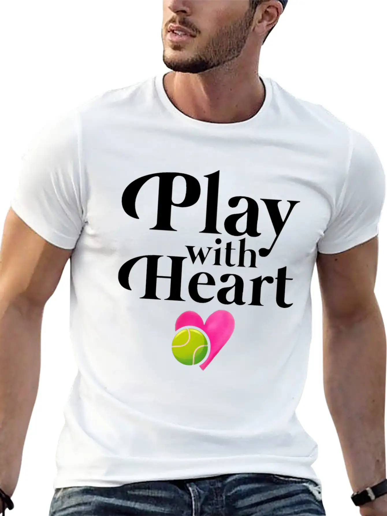 Play With Heart Tennis Essential Cotton Tee For Daily Outfits – Unisex Style