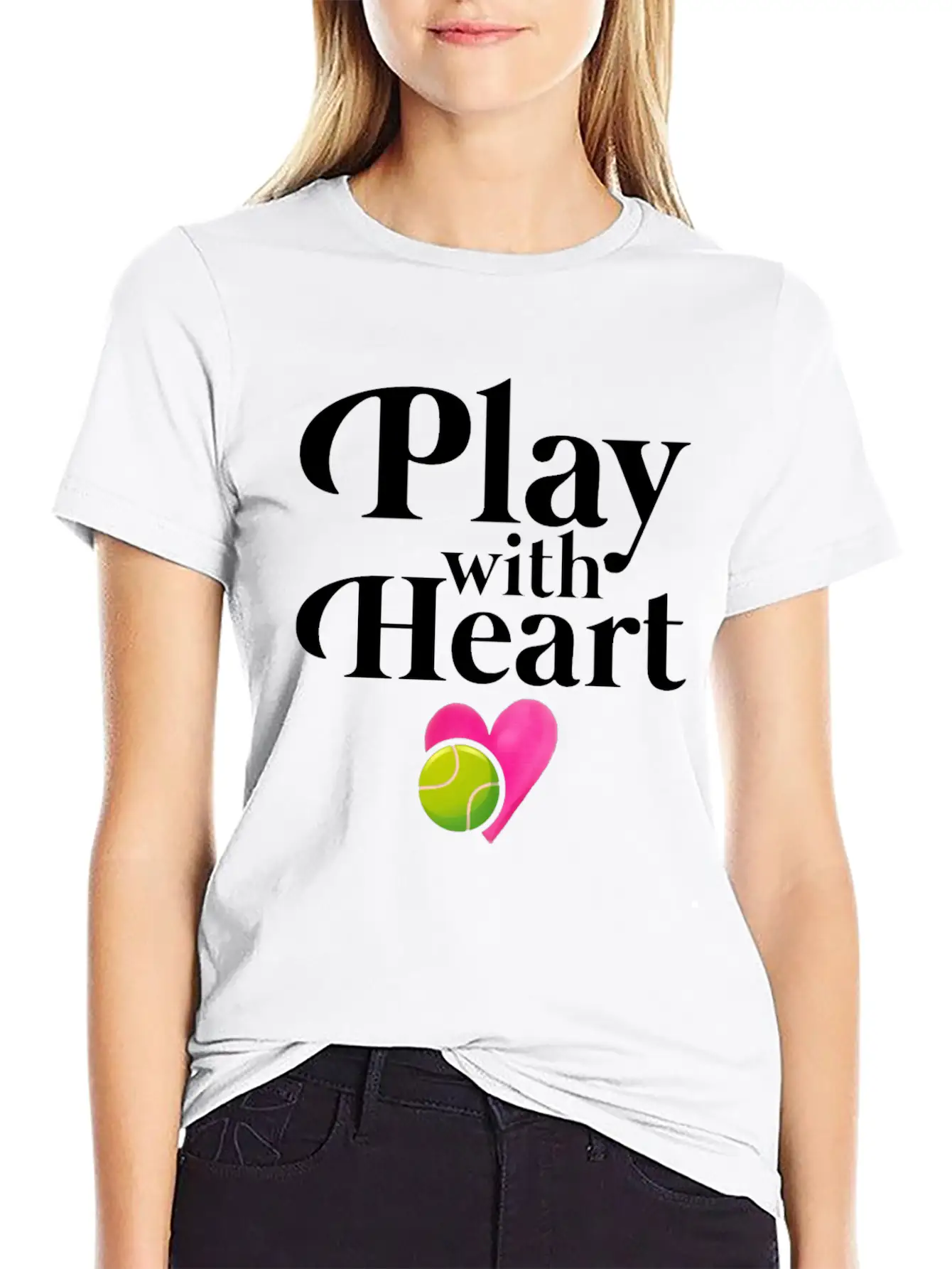 Play With Heart Tennis Essential Cotton Tee For Daily Outfits – Unisex Style