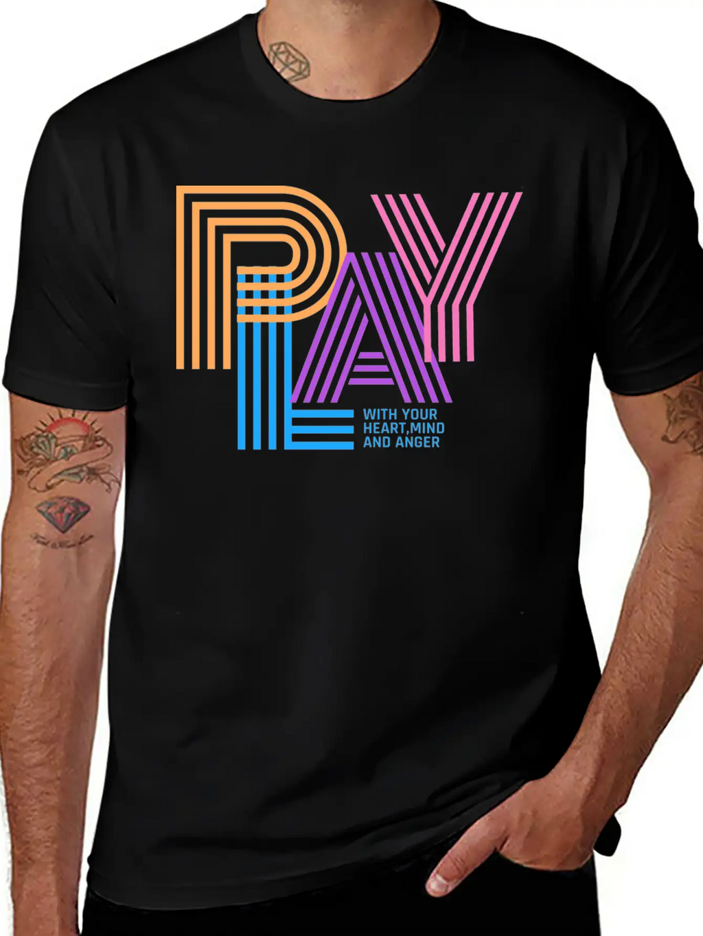 PLAY WITH YOUR HEART,MIND AND ANGER Unisex Casual T-Shirt – Clean Design For Daily Comfort