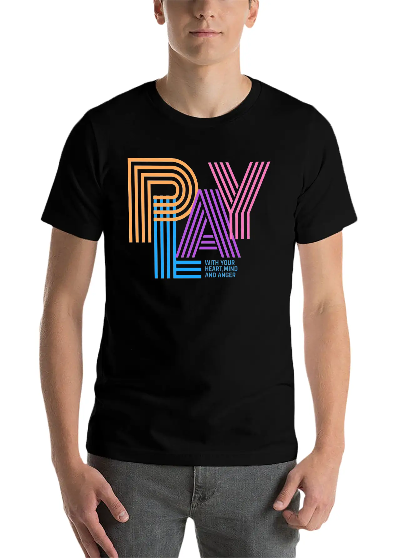 PLAY WITH YOUR HEART,MIND AND ANGER Unisex Casual T-Shirt – Clean Design For Daily Comfort
