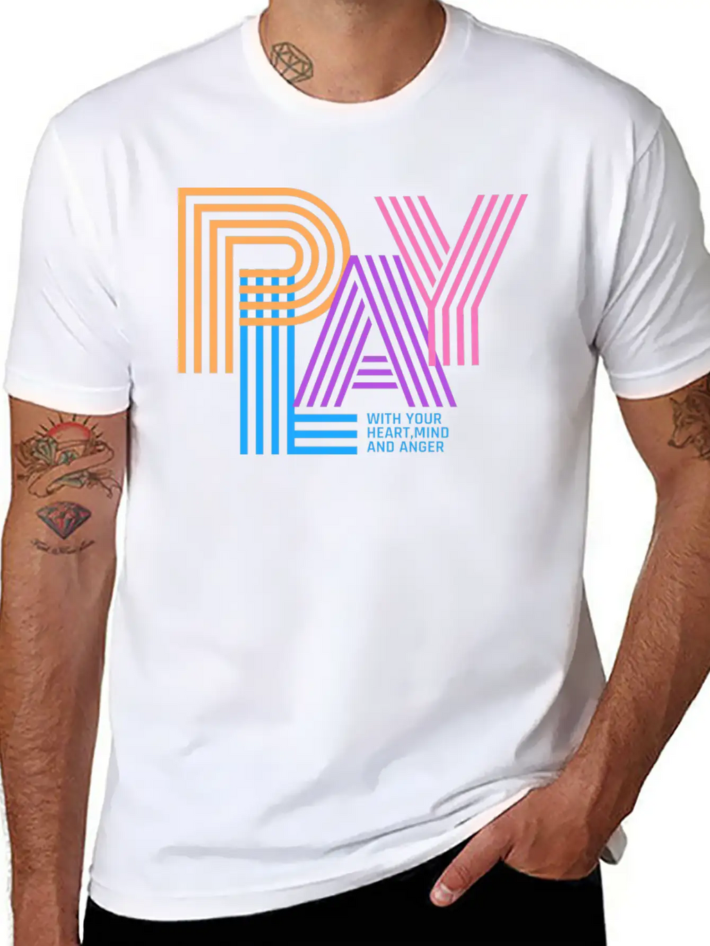 PLAY WITH YOUR HEART,MIND AND ANGER Unisex Casual T-Shirt – Clean Design For Daily Comfort