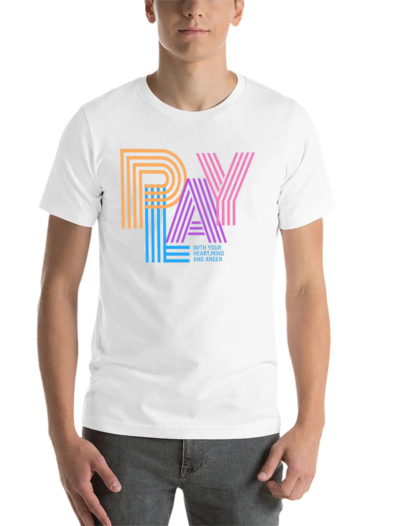 PLAY WITH YOUR HEART,MIND AND ANGER Unisex Casual T-Shirt – Clean Design For Daily Comfort