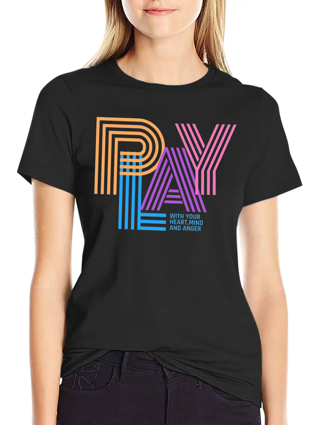 PLAY WITH YOUR HEART,MIND AND ANGER Unisex Casual T-Shirt – Clean Design For Daily Comfort
