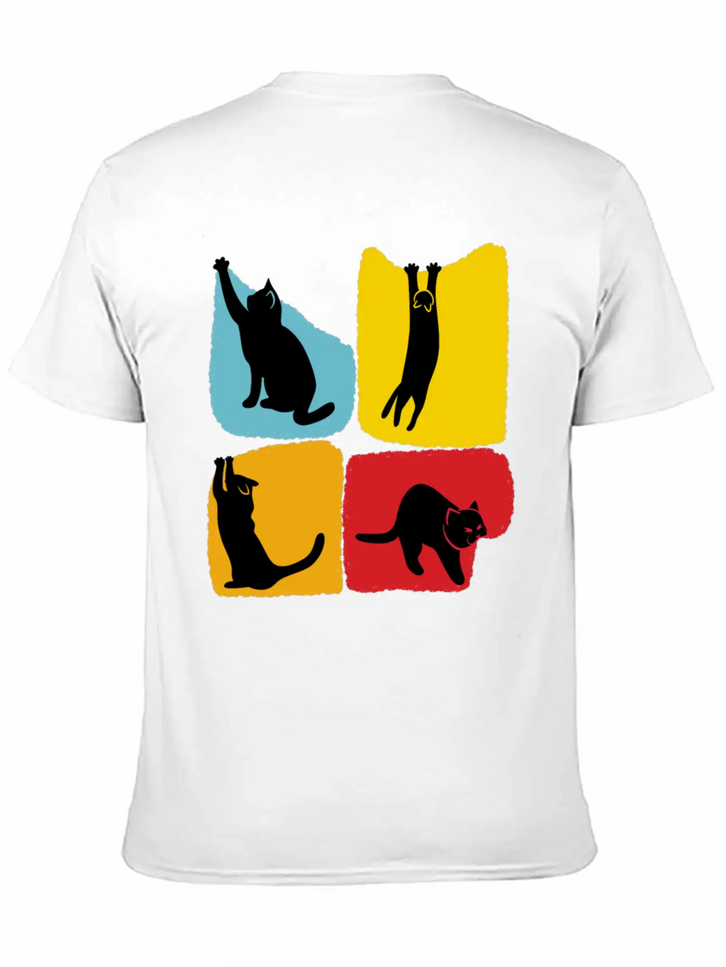 Playful Black Cat Poses Silhouettes Pattern Unisex Casual T-Shirt – Clean Design For Daily Comfort