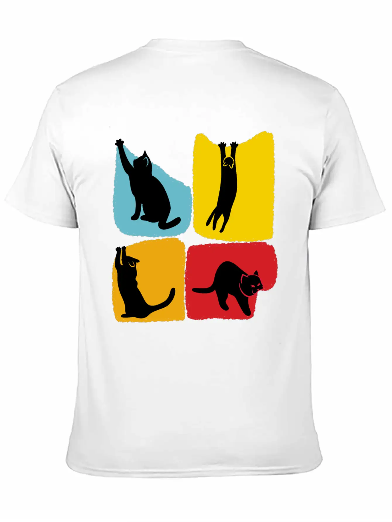 Playful Black Cat Poses Silhouettes Pattern Unisex Casual T-Shirt – Clean Design For Daily Comfort