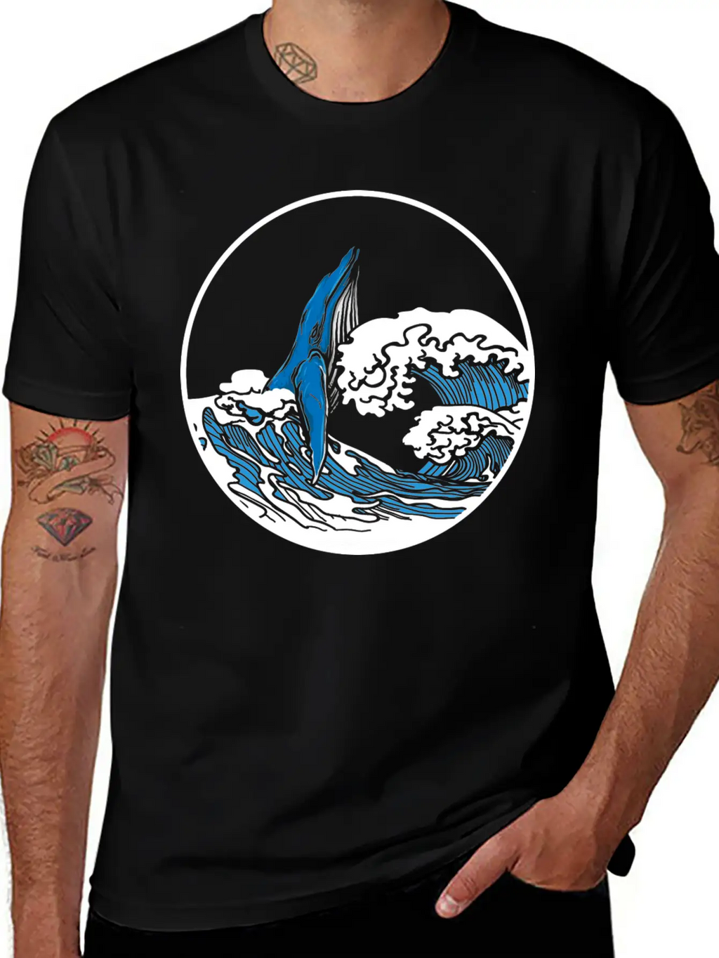Playful Hump Back Whale Aesthetic Design Essential Cotton Tee For Daily Outfits – Unisex Style